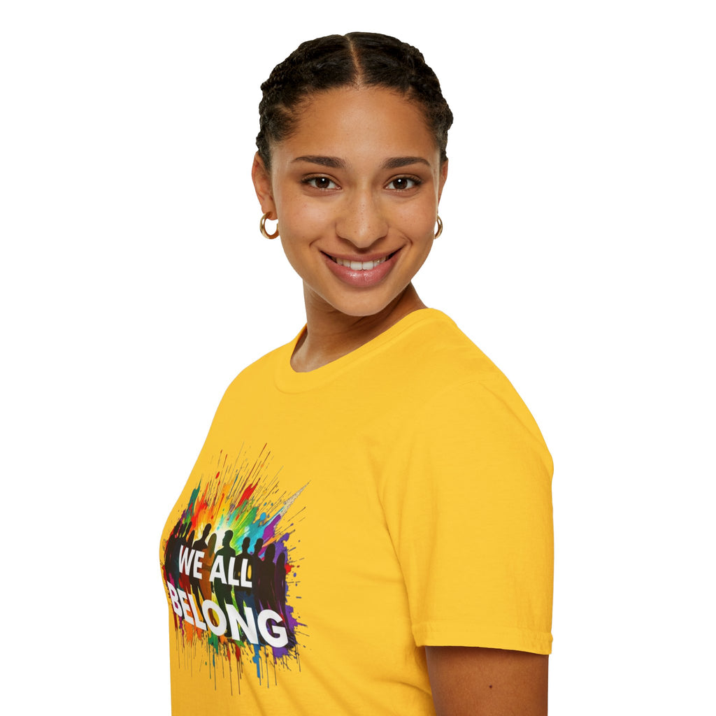 We All Belong Unisex Softstyle T-Shirt - Colorful Pride Tee