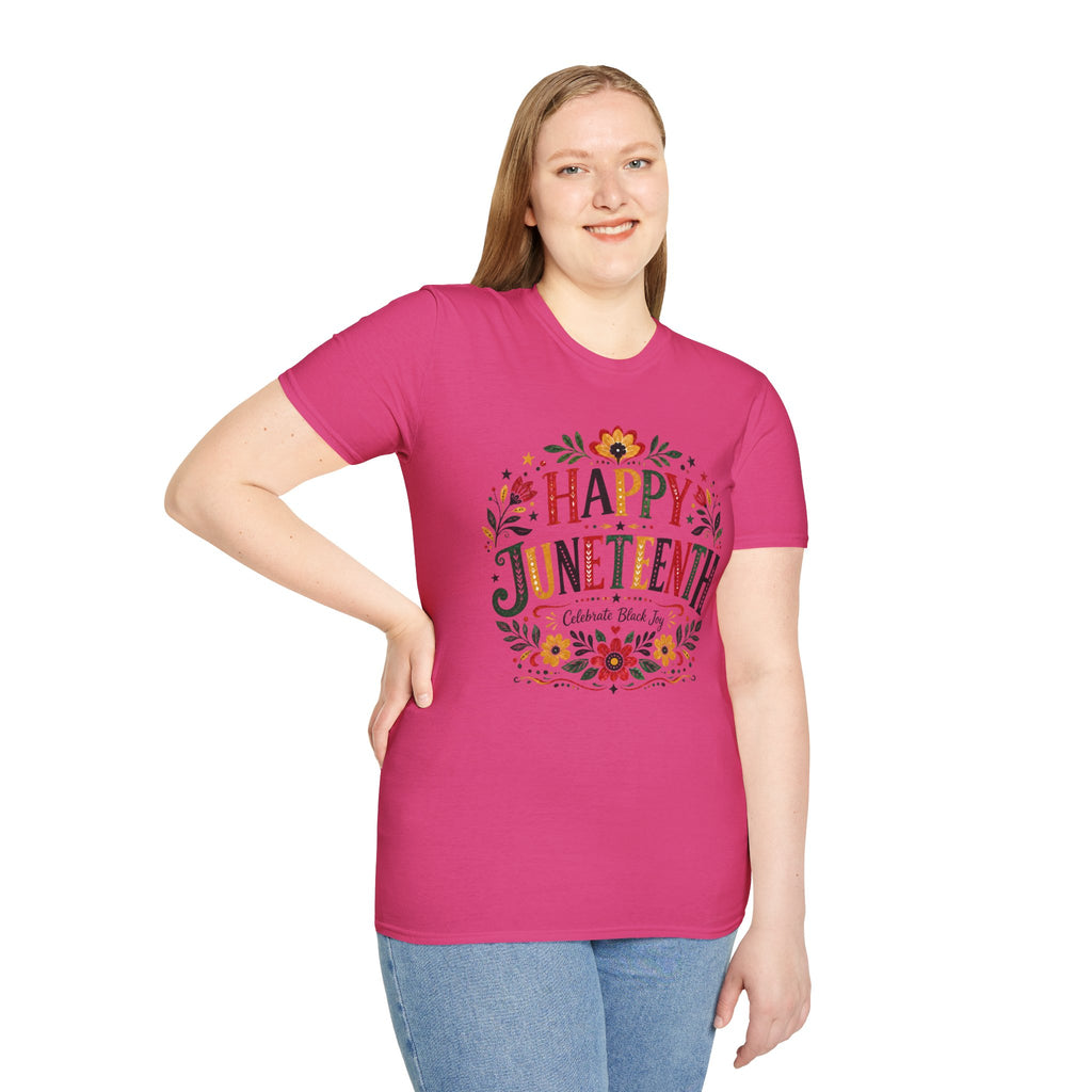 Juneteenth T-Shirt — "Happy Juneteenth" Floral Celebration Tee