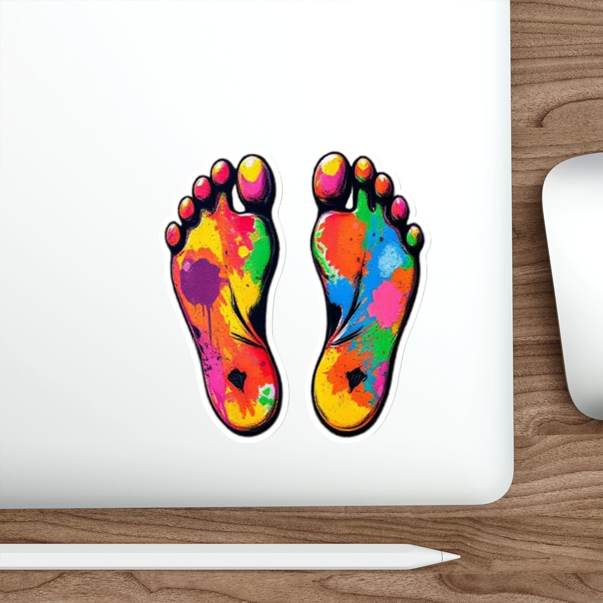 Rainbow Paint Splatter Feet - Die cut sticker - EqualiTees.Me