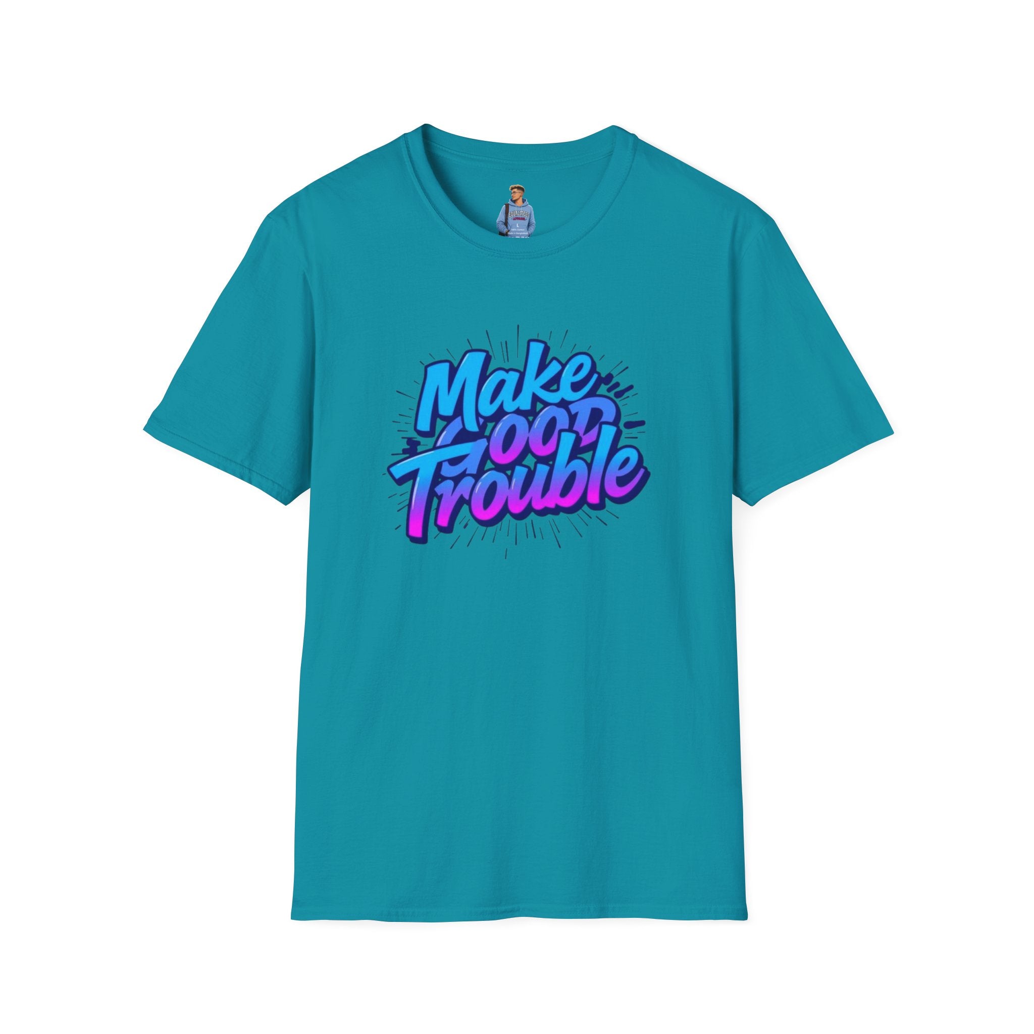 Make Good Trouble Blue Graphic Unisex T-Shirt - Fun & Bold Design for Everyday Wear