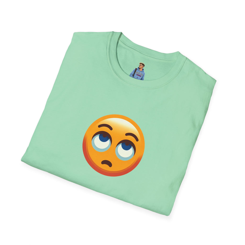 Camiseta unisex de estilo suave con emoji de ojos en blanco | Camiseta gráfica informal para el día a día