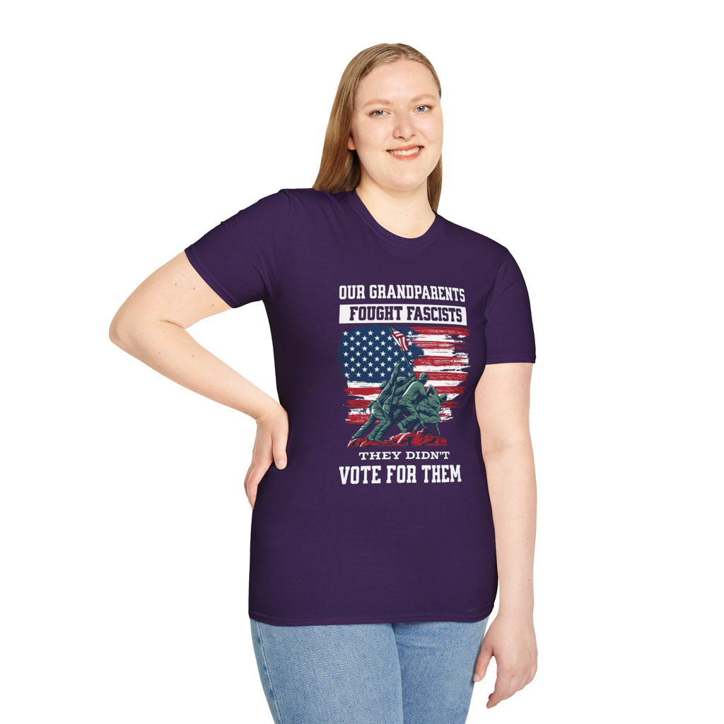 Unisex Softstyle T-Shirt: 'Our Grandparents Fought Fascists' Patriotic Tee