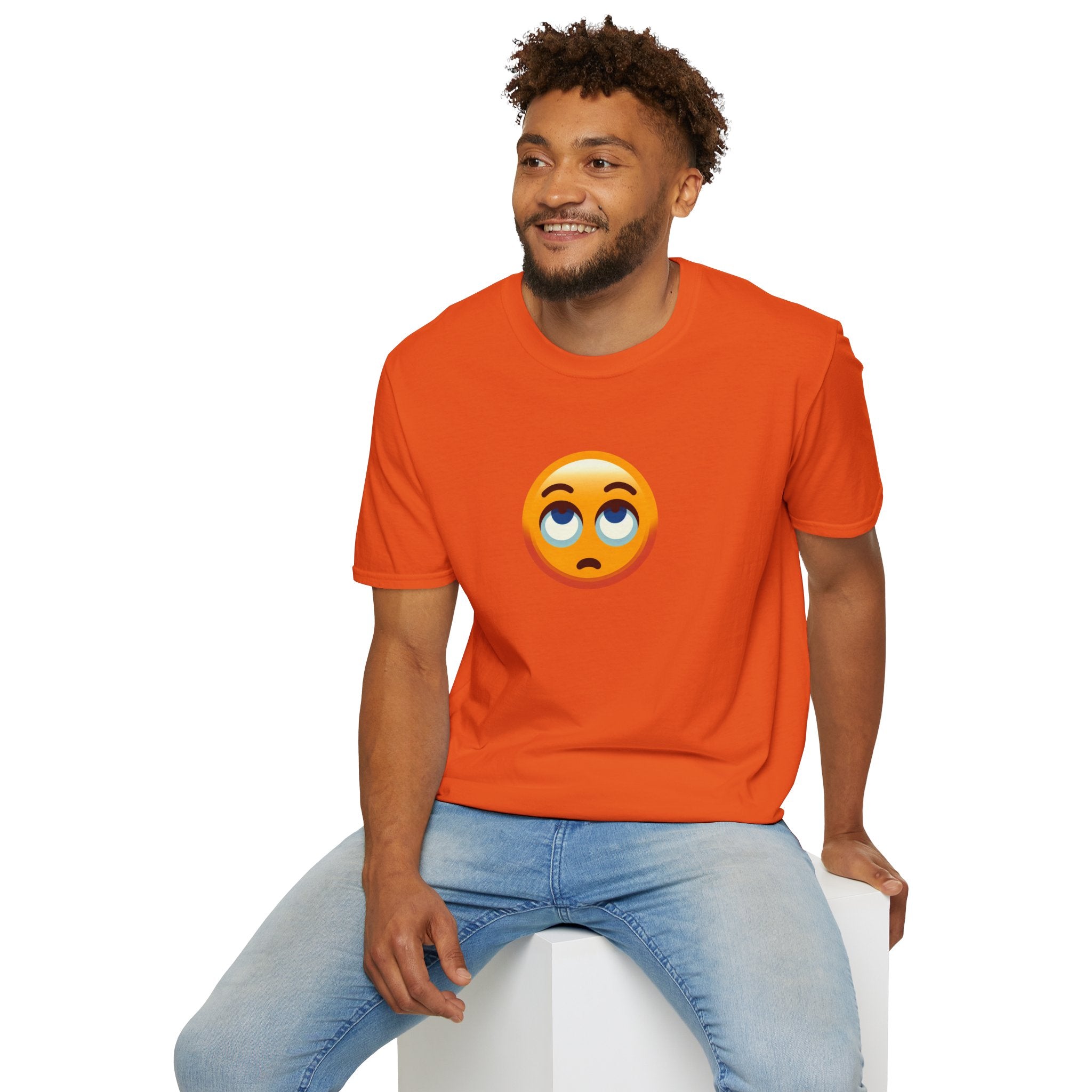Camiseta unisex de estilo suave con emoji de ojos en blanco | Camiseta gráfica informal para el día a día