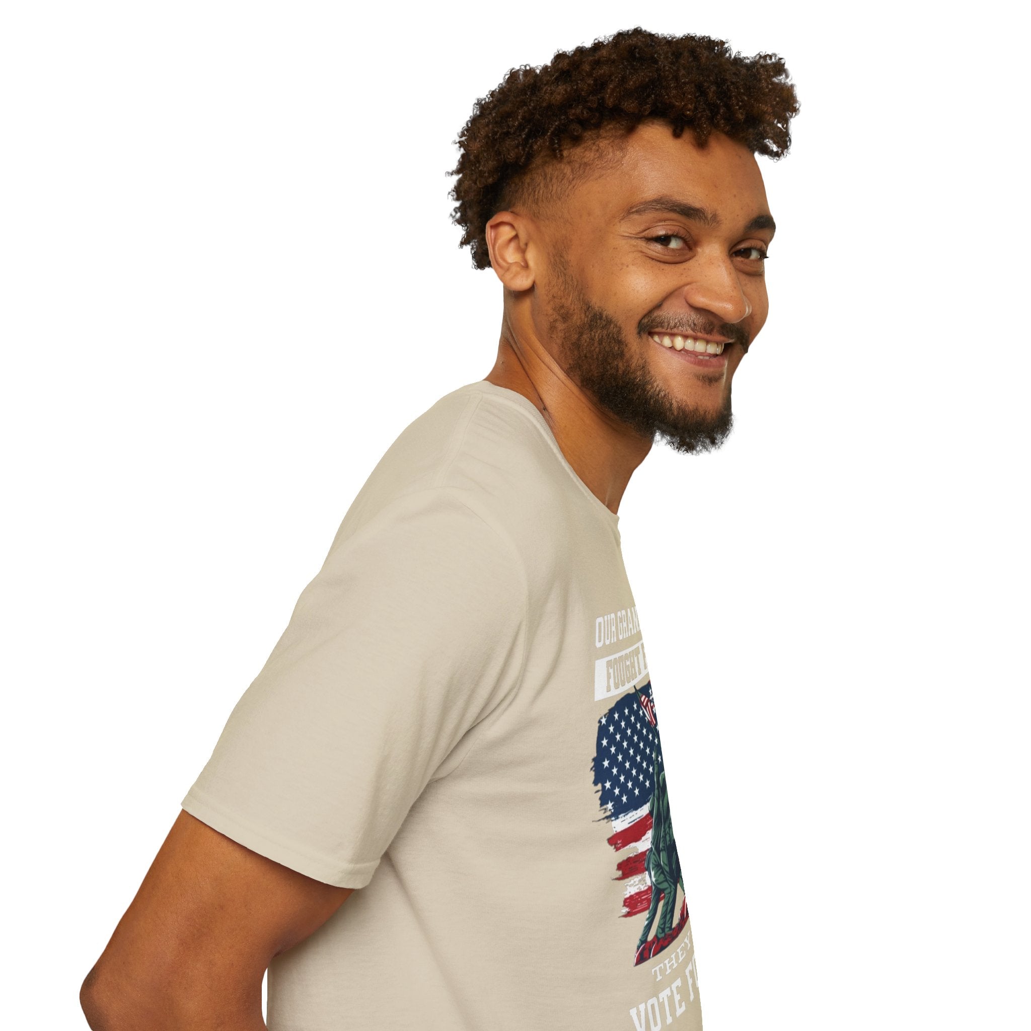 Unisex Softstyle T-Shirt: 'Our Grandparents Fought Fascists' Patriotic Tee