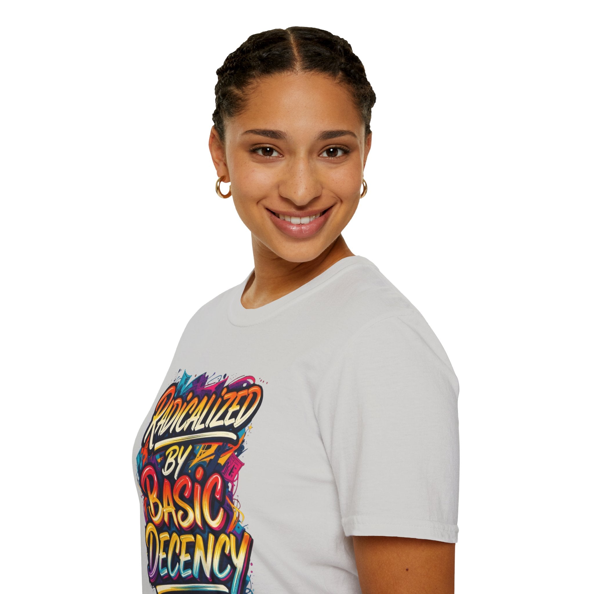 Radicalized by Basic Decency T-Shirt Colorful Graffiti Typography