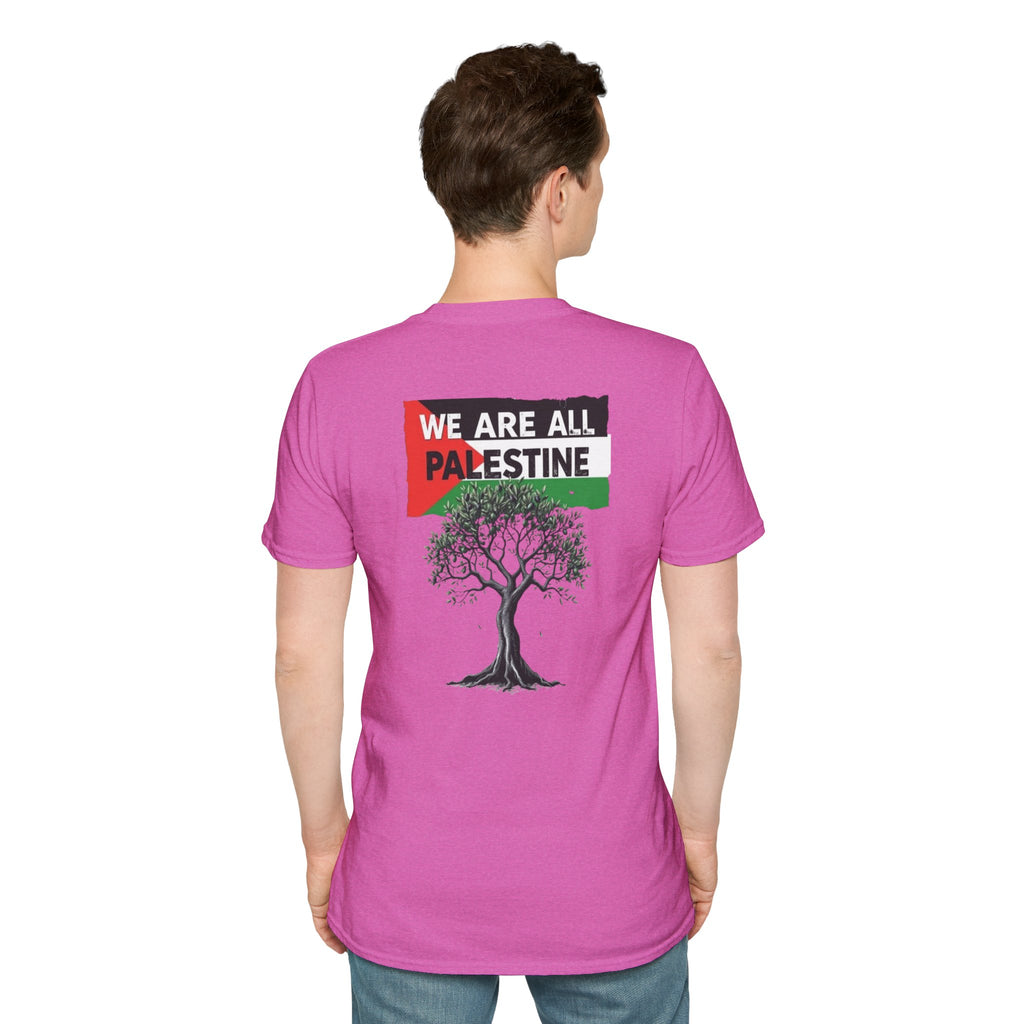 Camiseta unisex de estilo suave: "Apoya a Gaza y todos somos Palestina".