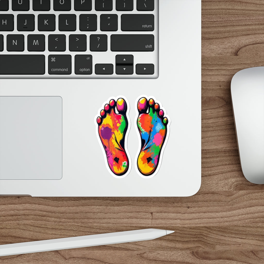 Rainbow Paint Splatter Feet - Die cut sticker - EqualiTees.Me