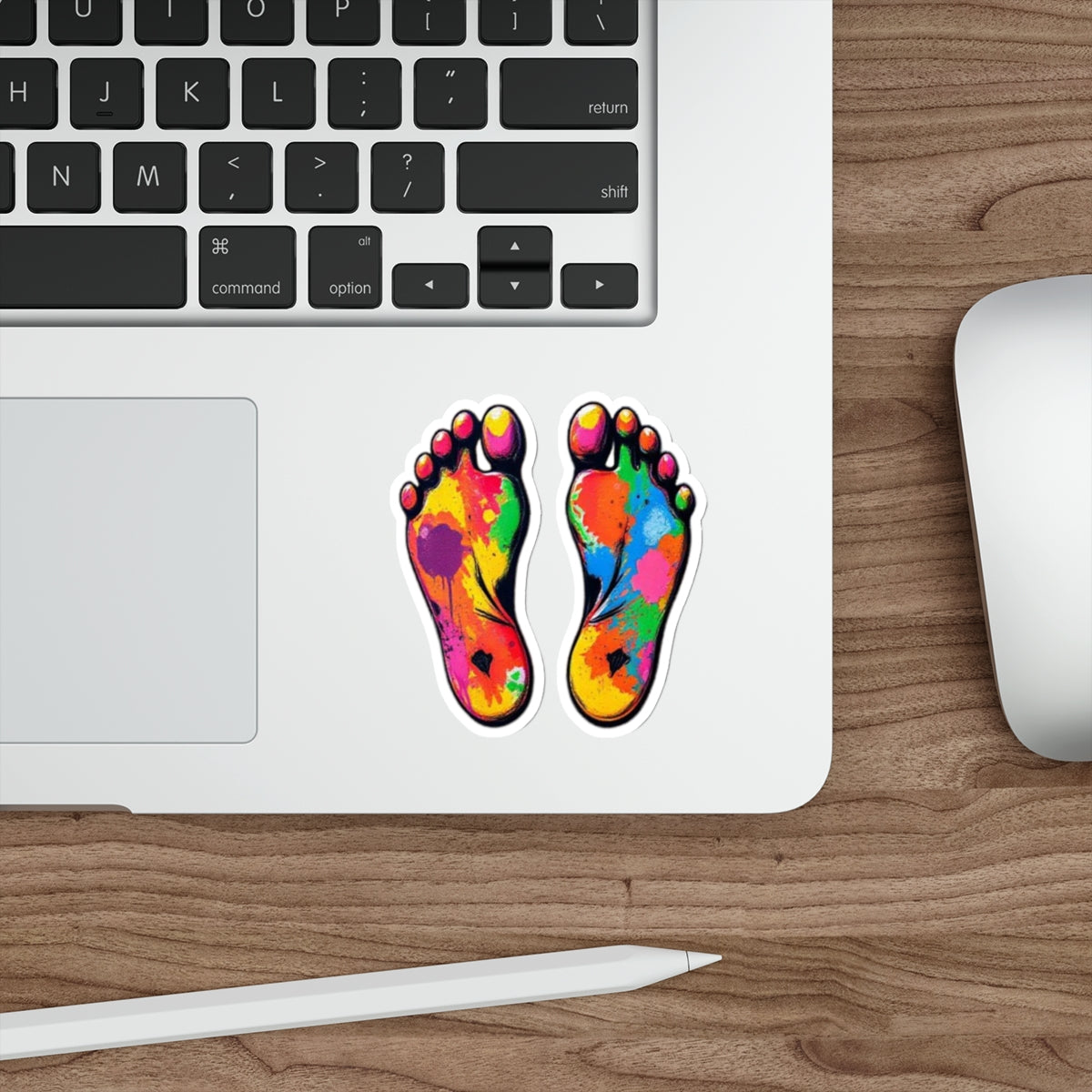 Rainbow Paint Splatter Feet - Die cut sticker - EqualiTees.Me