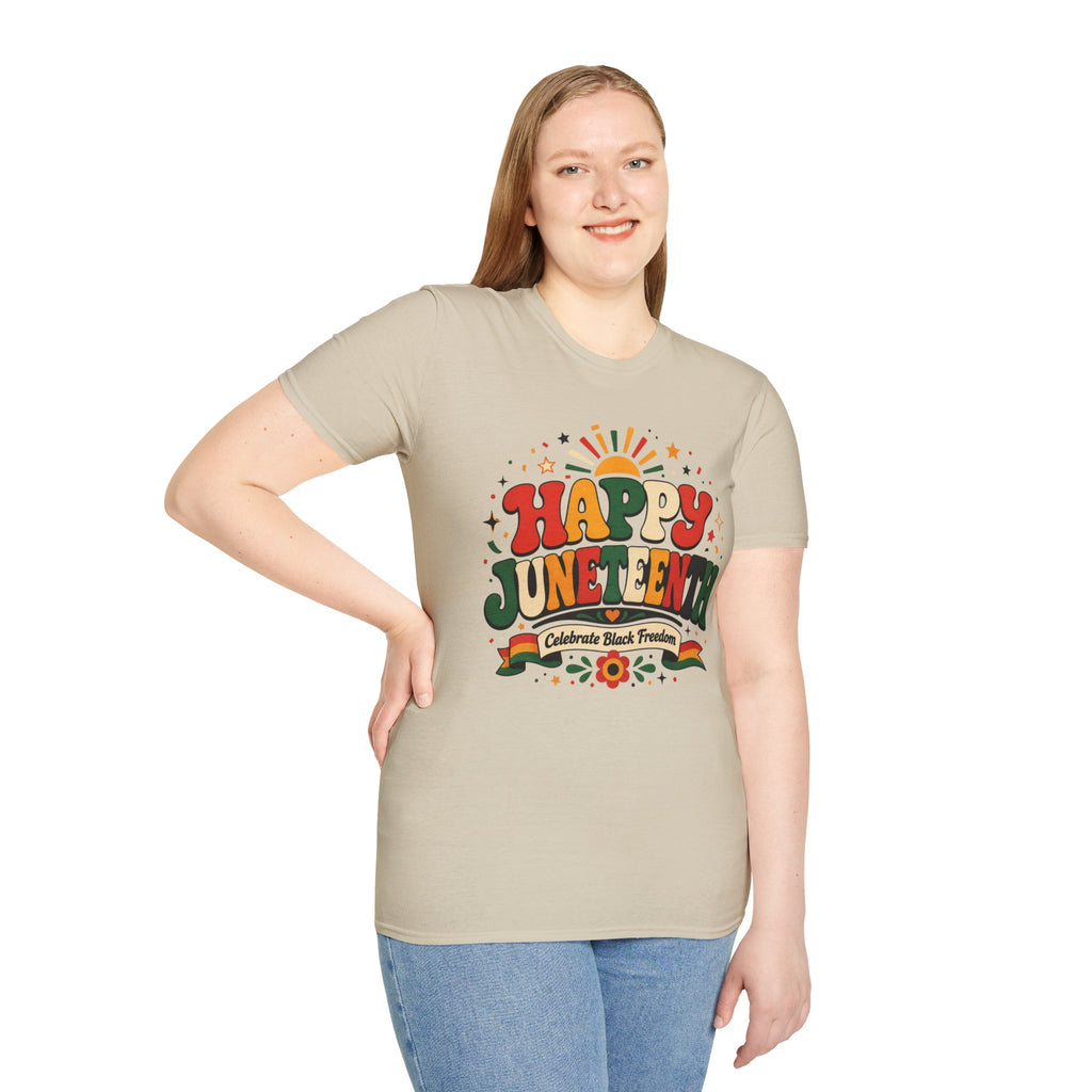 Juneteenth T-Shirt - "Happy Juneteenth" Retro Celebration Tee