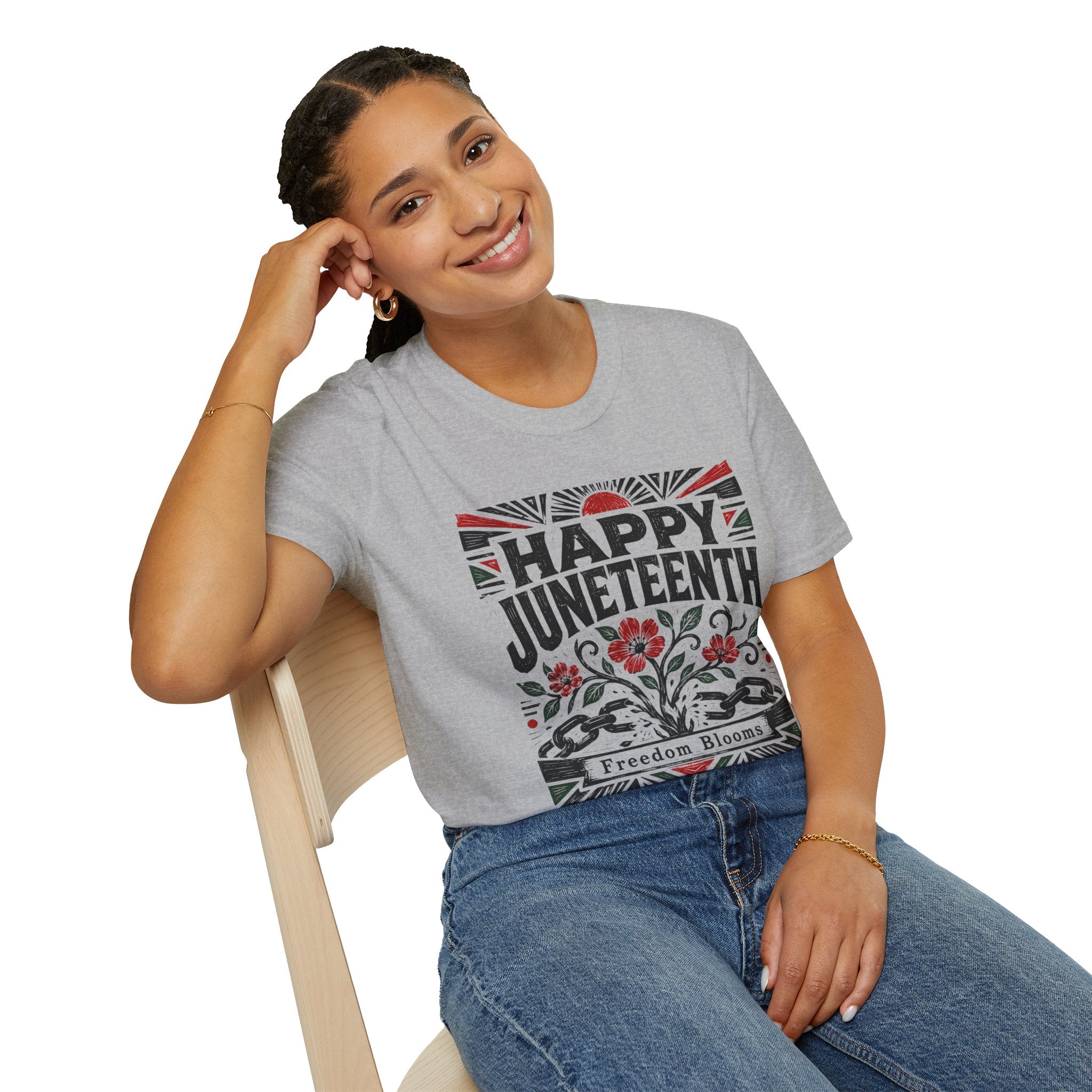 Juneteenth T-Shirt — "Happy Juneteenth" Floral Freedom Tee