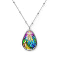 Colorful Stained Glass Teardrop Pendant Necklace