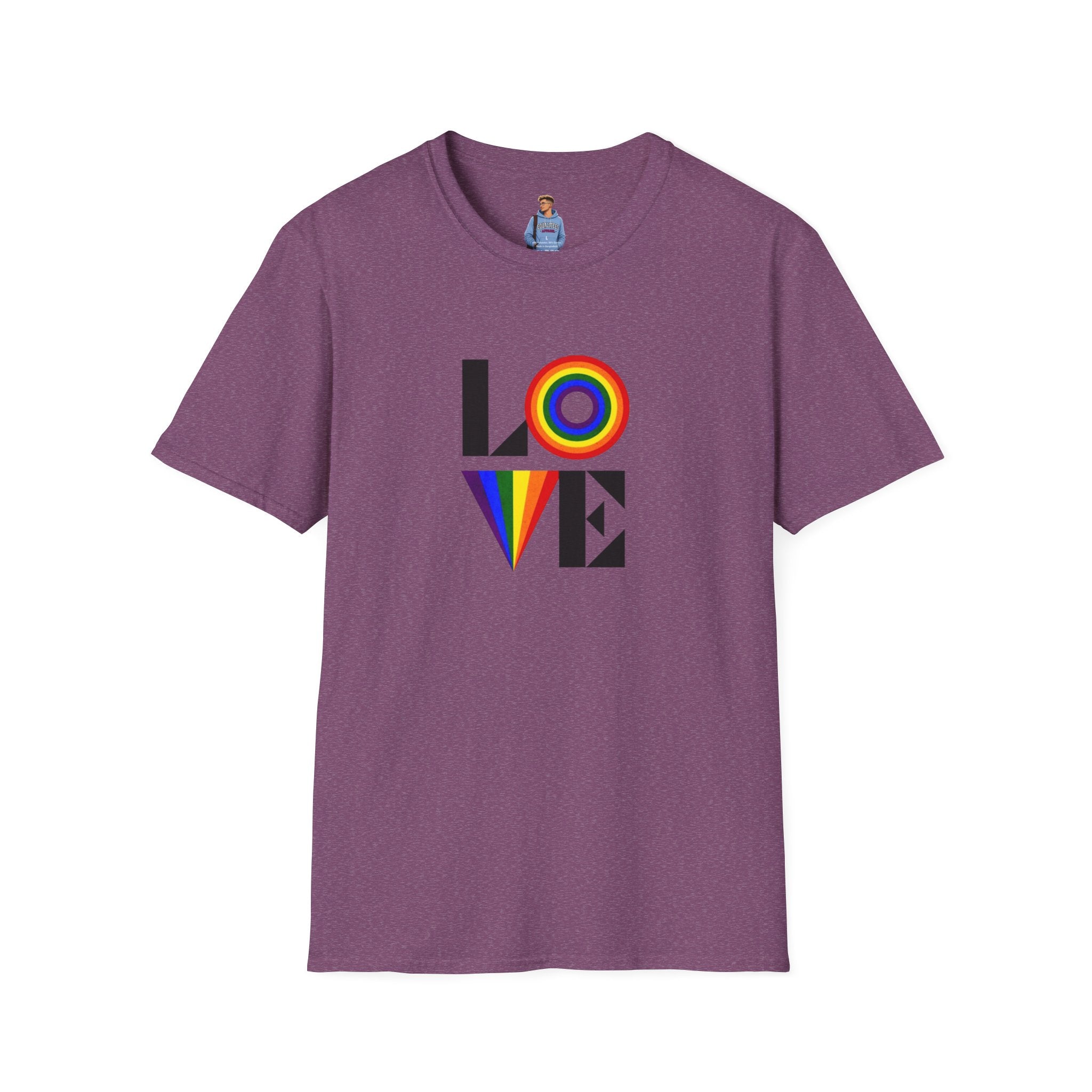Camiseta unisex suave con diseño vibrante LOVE para Pride