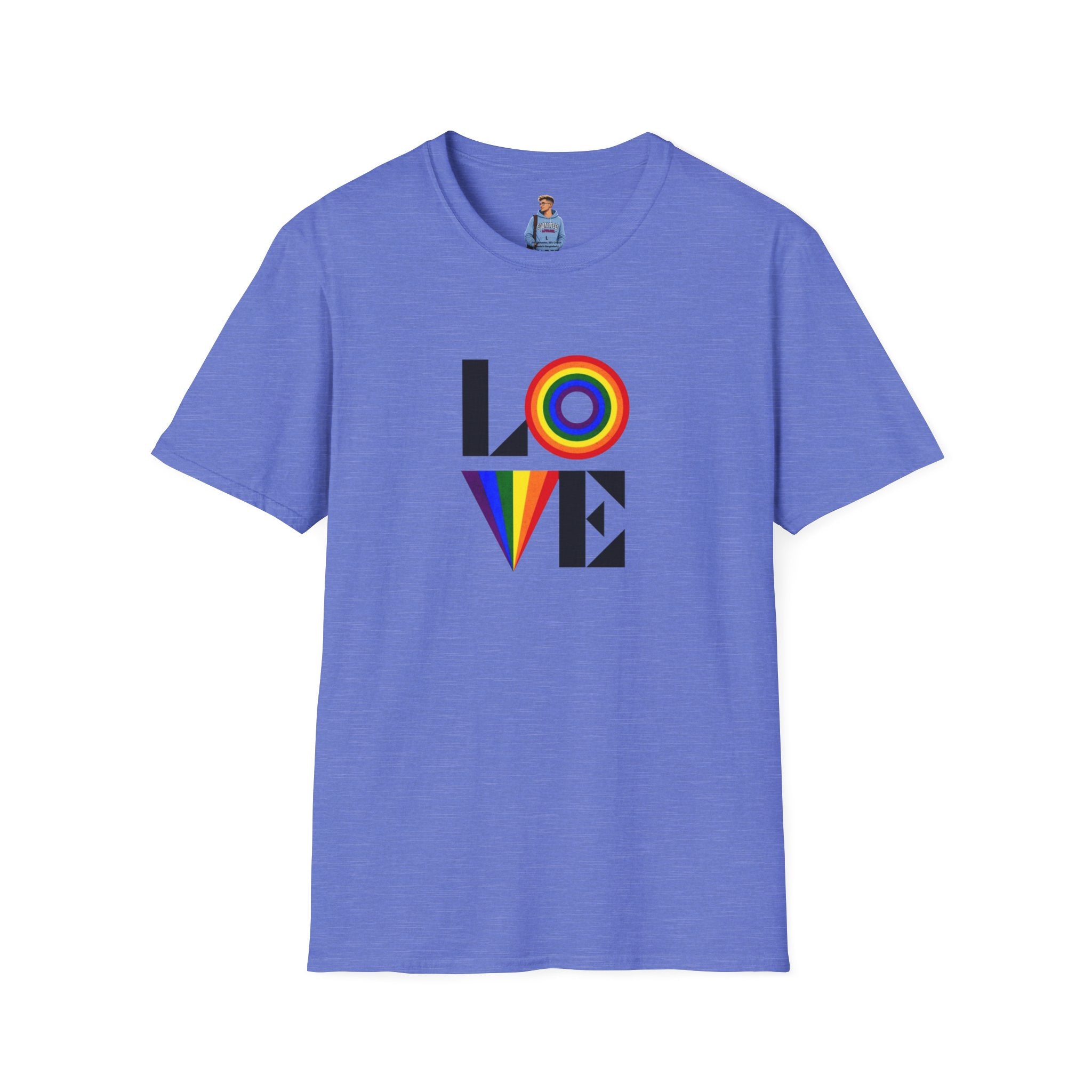 Camiseta unisex suave con diseño vibrante LOVE para Pride