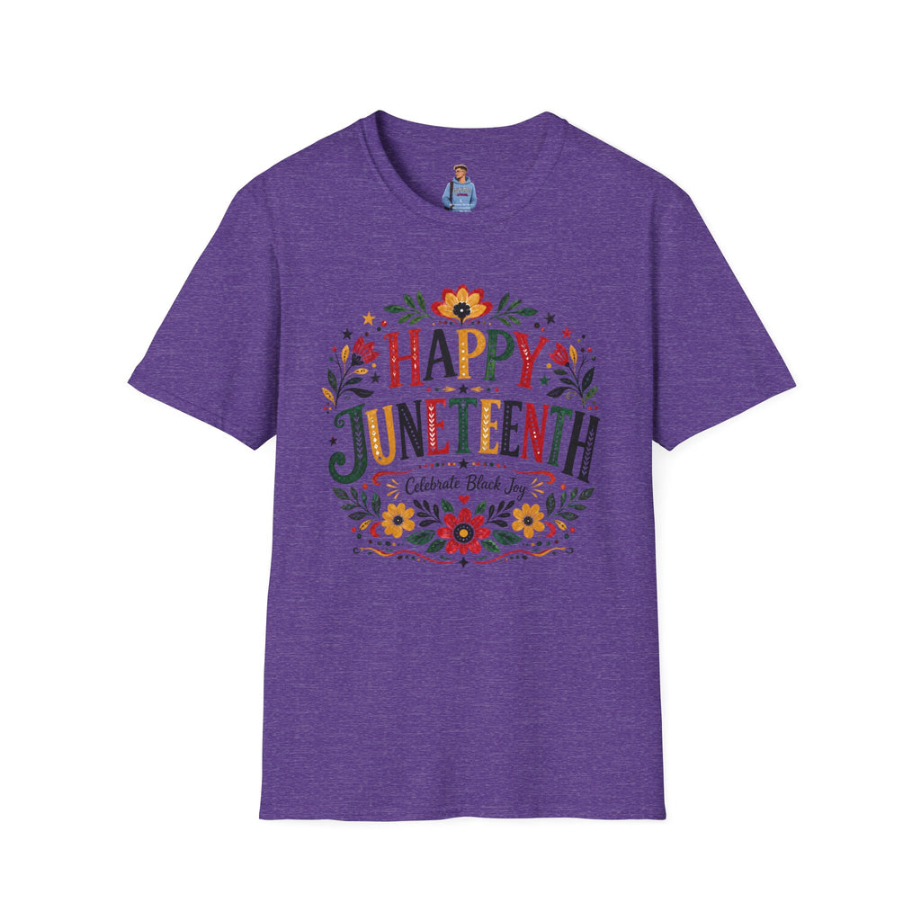 Juneteenth T-Shirt — "Happy Juneteenth" Floral Celebration Tee