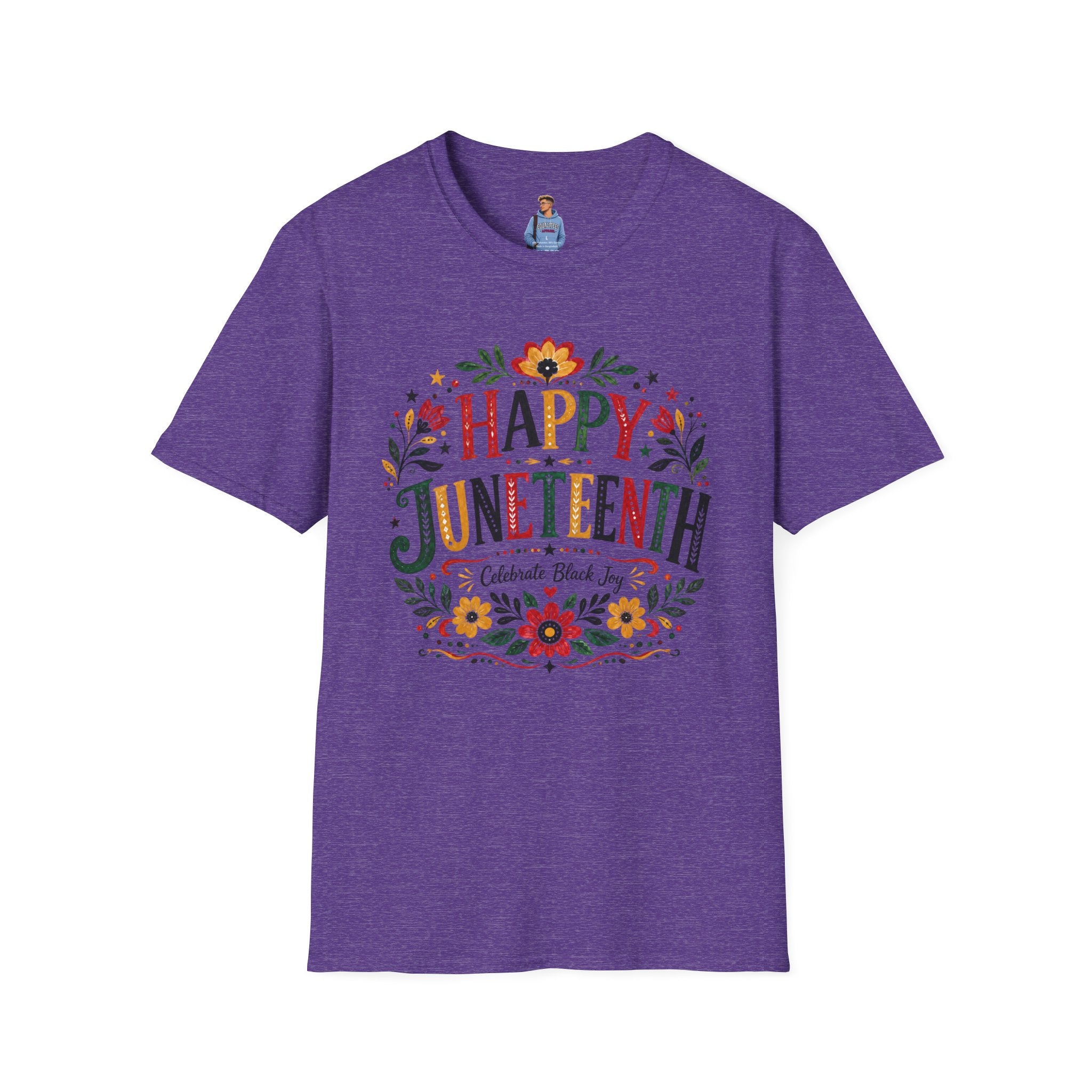 Juneteenth T-Shirt — "Happy Juneteenth" Floral Celebration Tee