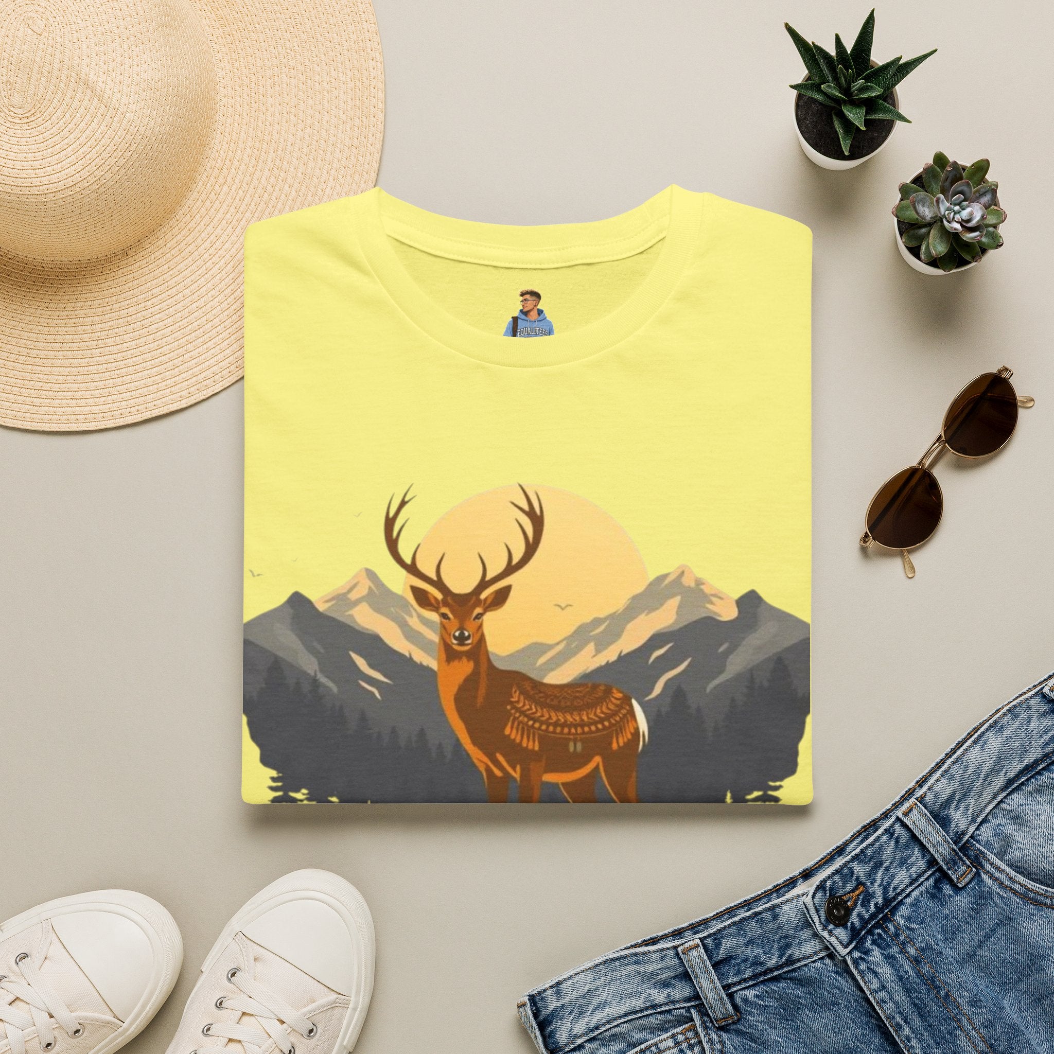 Mountain Sunset Deer Unisex Softstyle T-Shirt