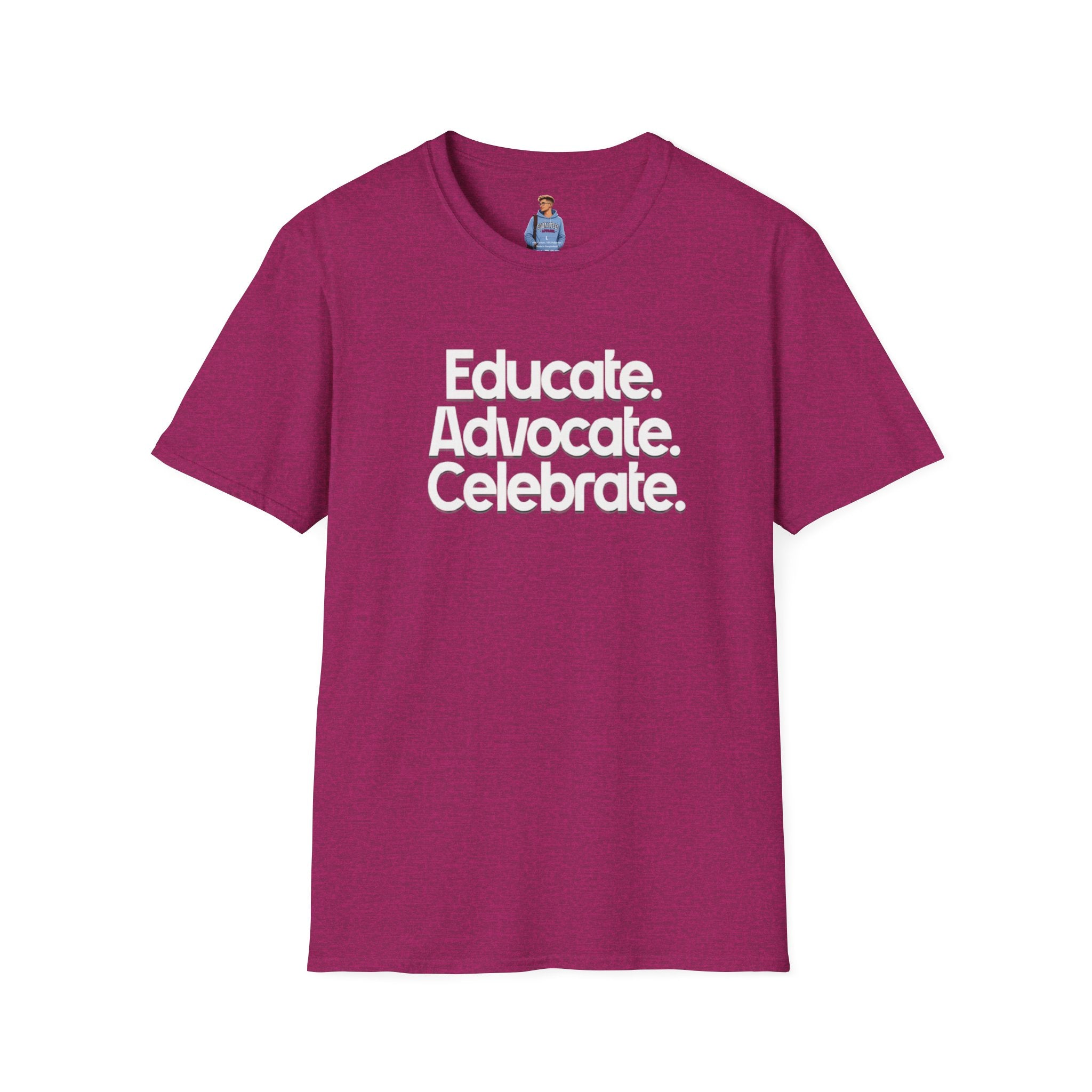 Educate. Advocate. Celebrate. Minimalist Pride T-Shirt