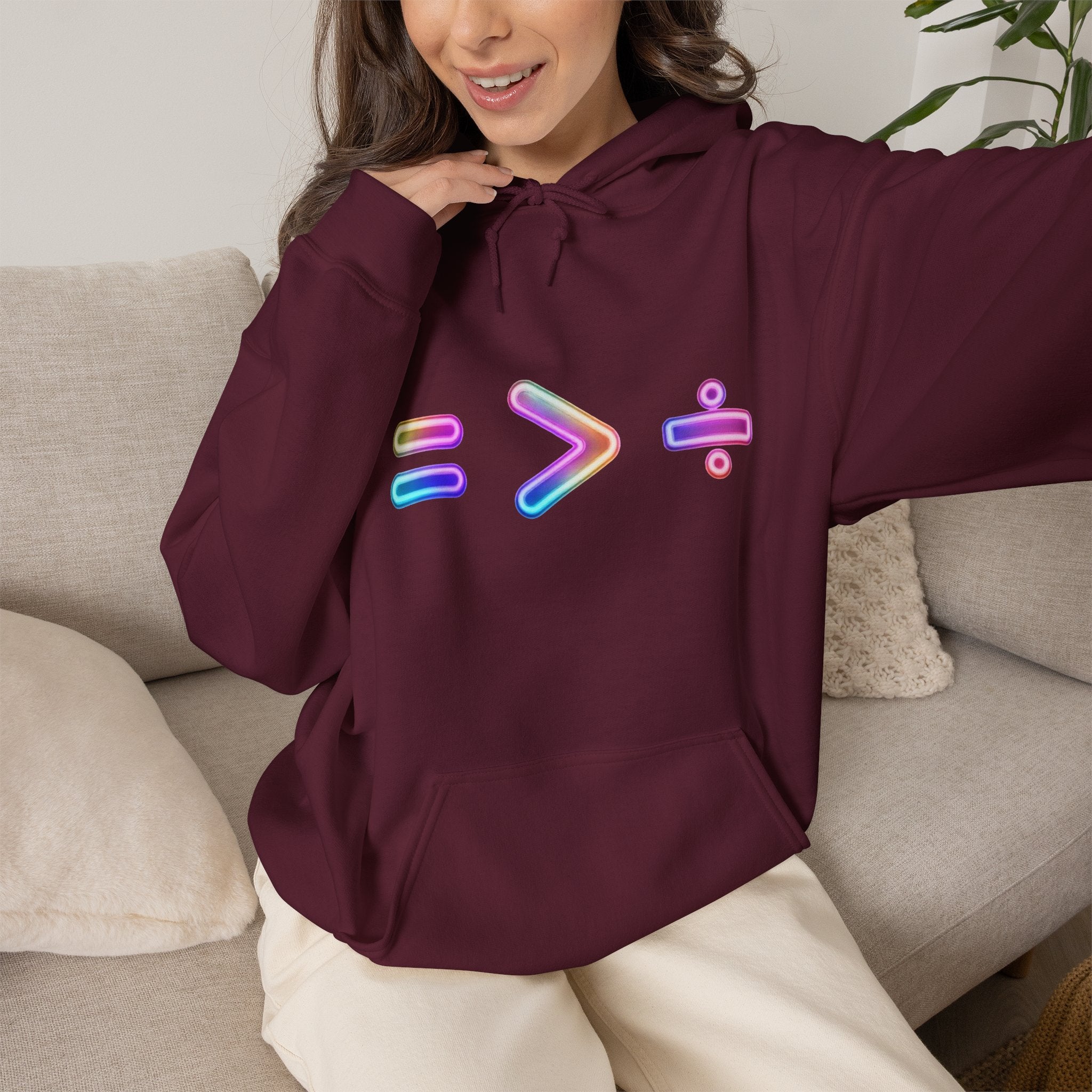 Equality is Greater than Division Neon Style Pullover Hoodie