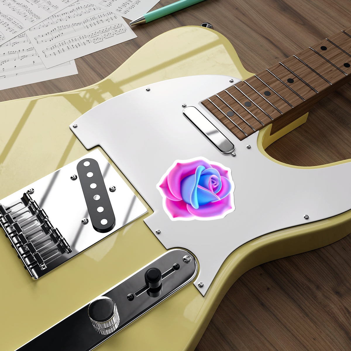 Rose in Trans Pride Colors Sticker - EqualiTees.Me