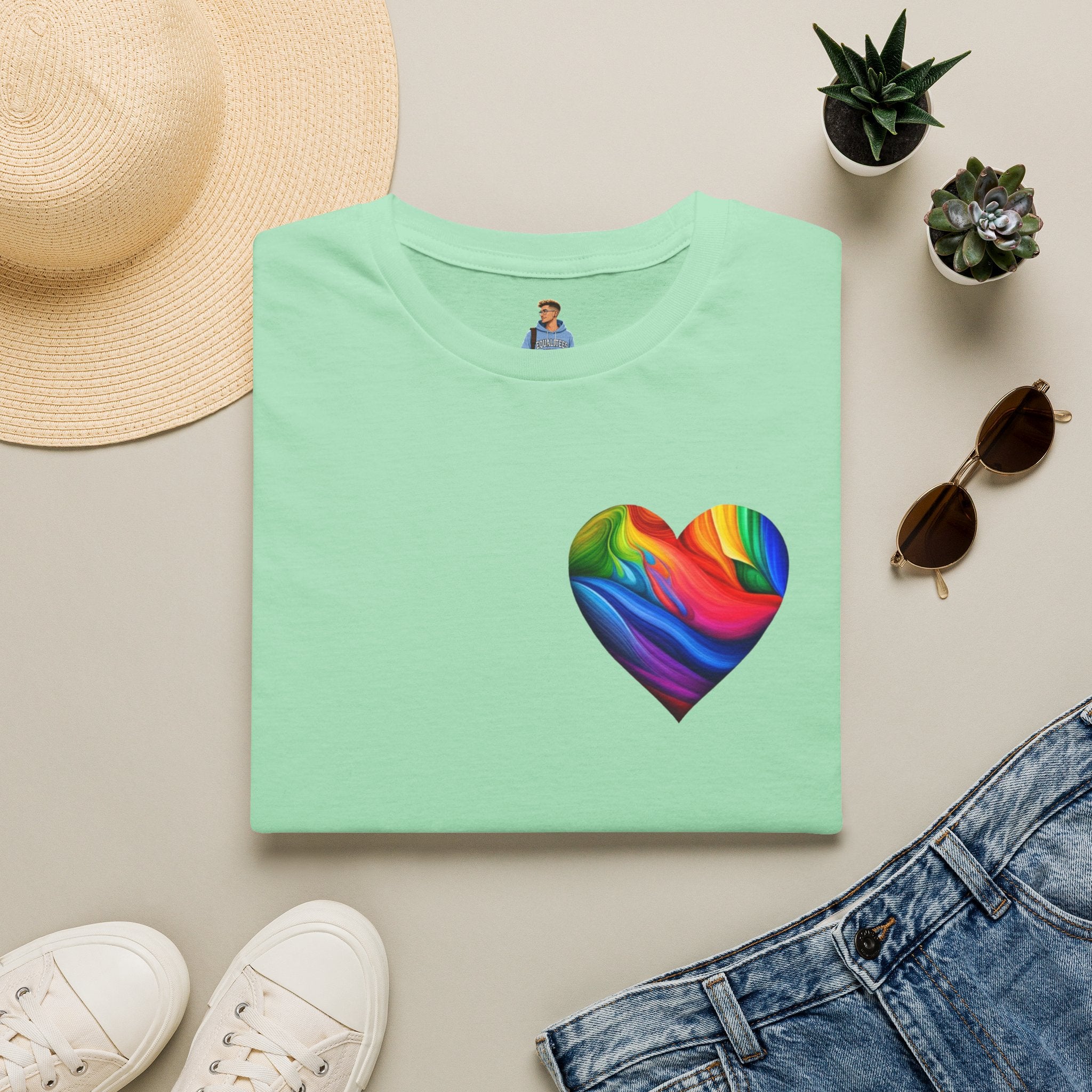 Camiseta unisex Softstyle - Diseño de corazón de orgullo con la frase 'La existencia es resistencia'