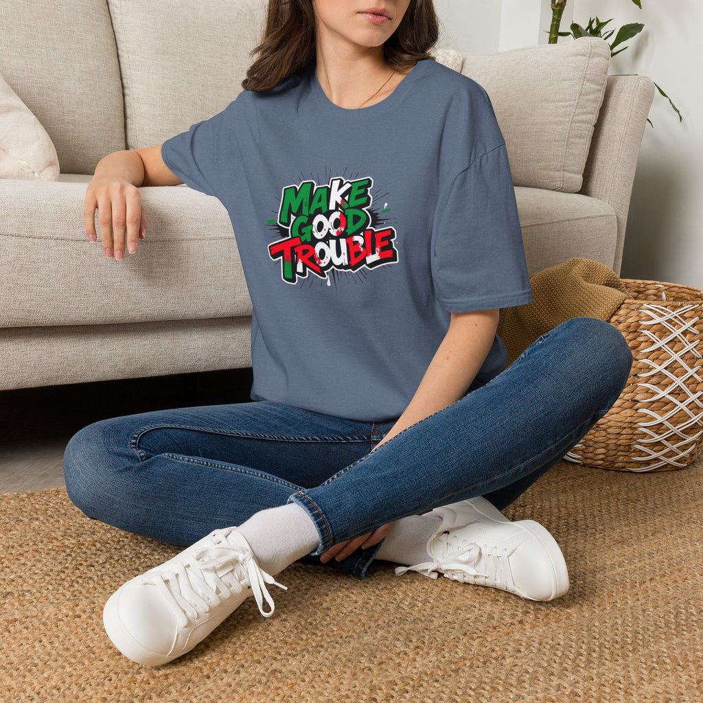 Camiseta unisex de estilo suave Make Good Trouble | Divertida camiseta gráfica para activistas y creadores de tendencias
