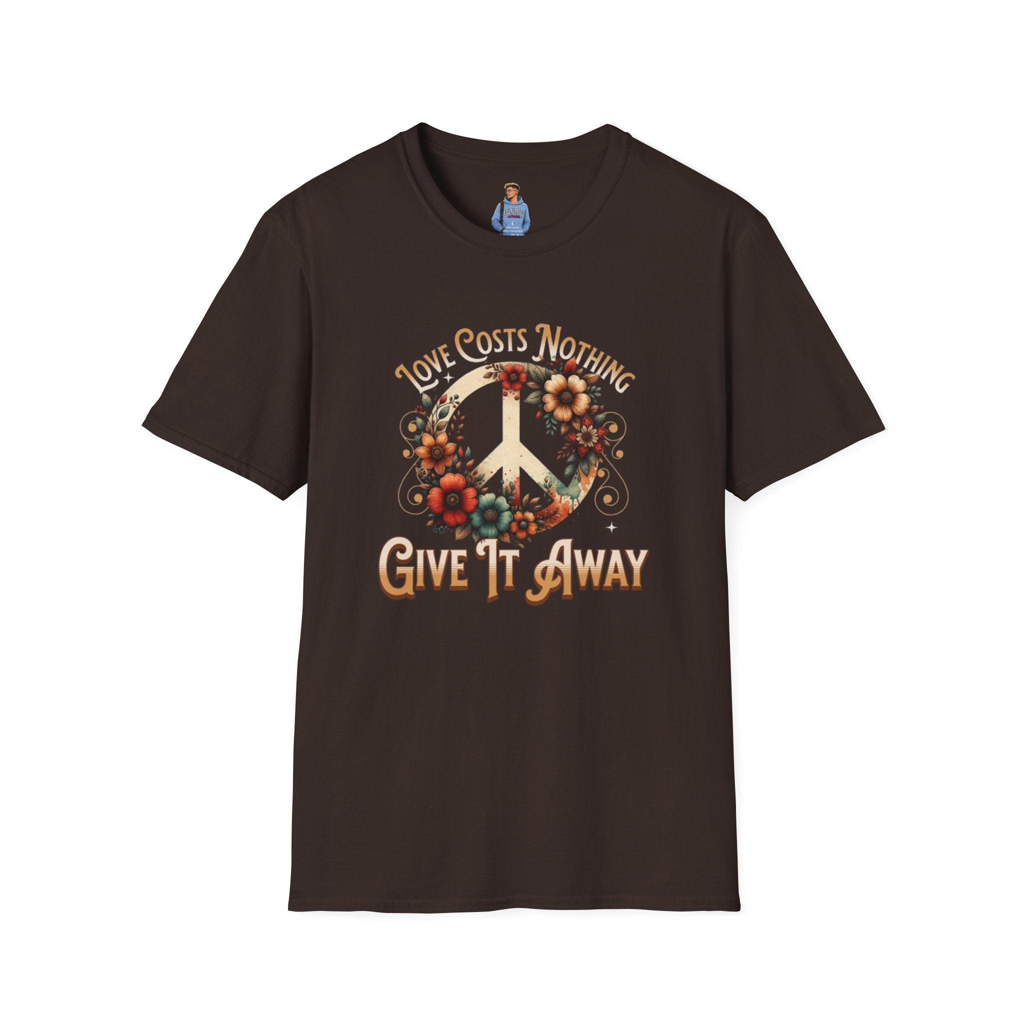 Unisex Softstyle T-Shirt - Love Costs Nothing, Give It Away Floral Peace Design
