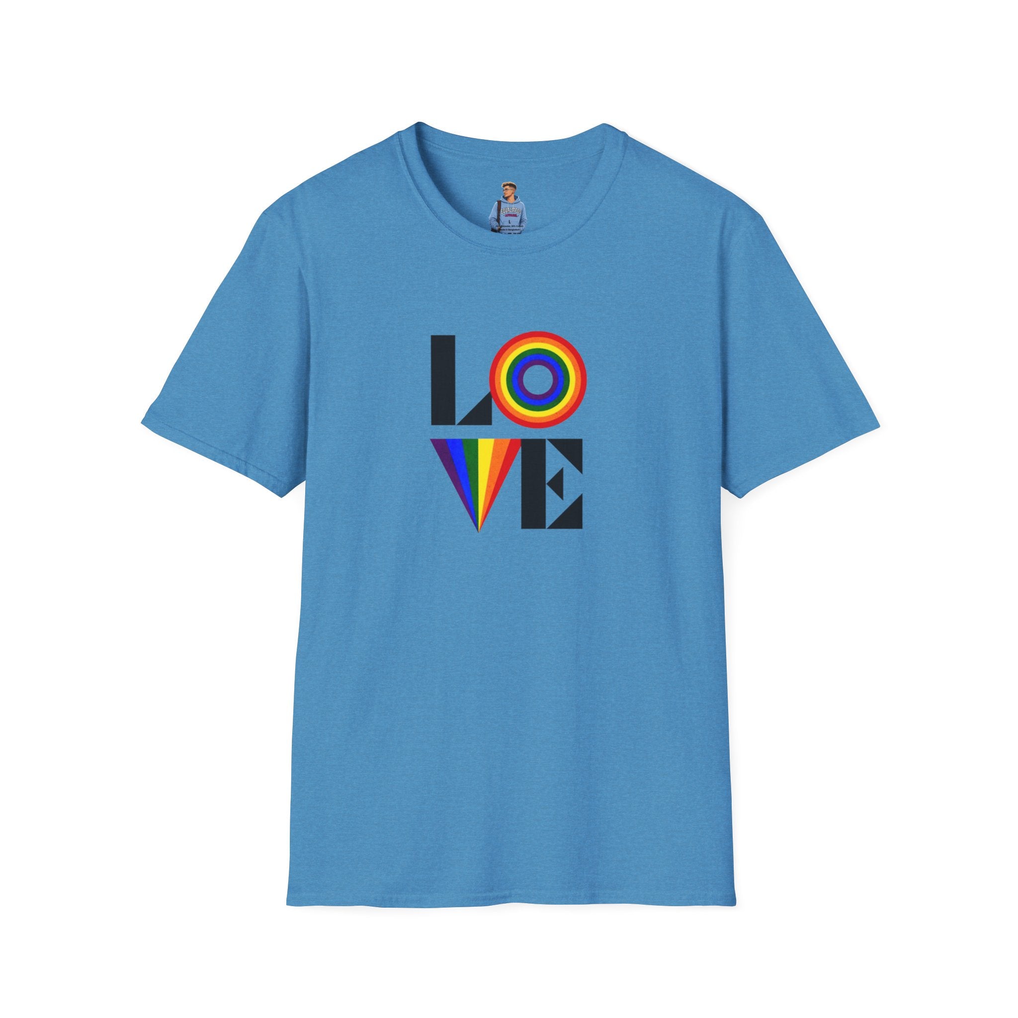 Camiseta unisex suave con diseño vibrante LOVE para Pride