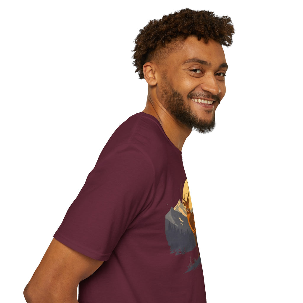 Mountain Sunset Deer Unisex Softstyle T-Shirt