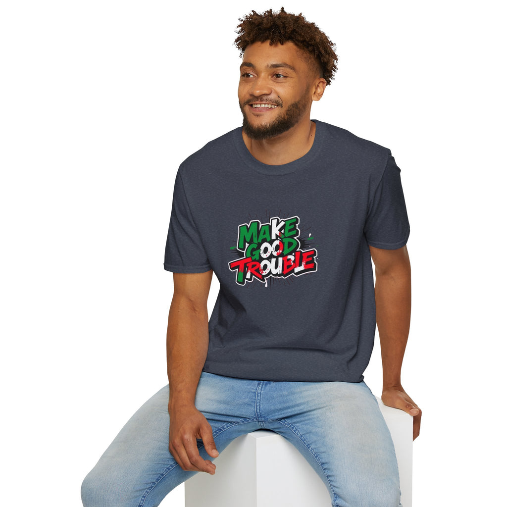 Camiseta unisex de estilo suave Make Good Trouble | Divertida camiseta gráfica para activistas y creadores de tendencias