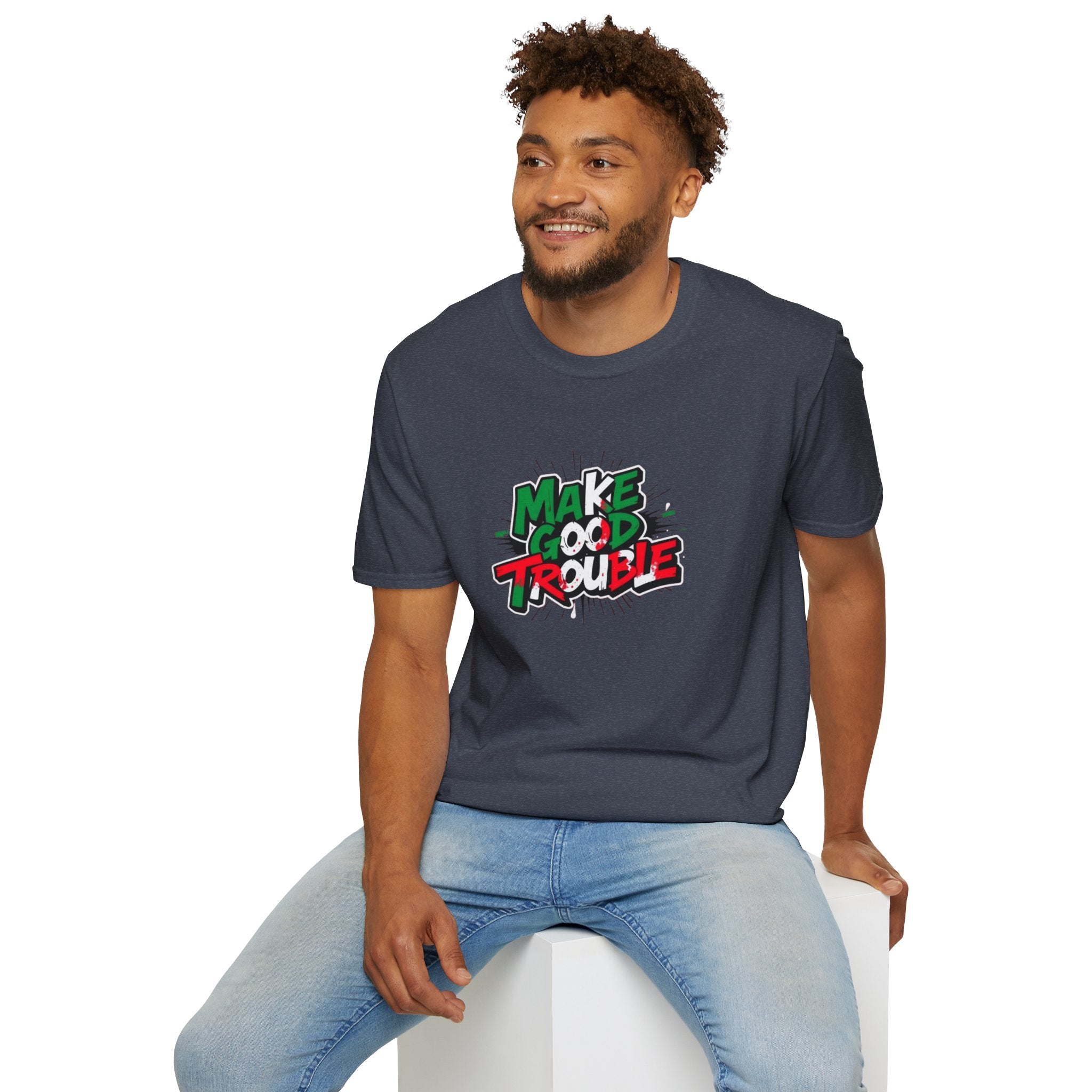Camiseta unisex de estilo suave Make Good Trouble | Divertida camiseta gráfica para activistas y creadores de tendencias