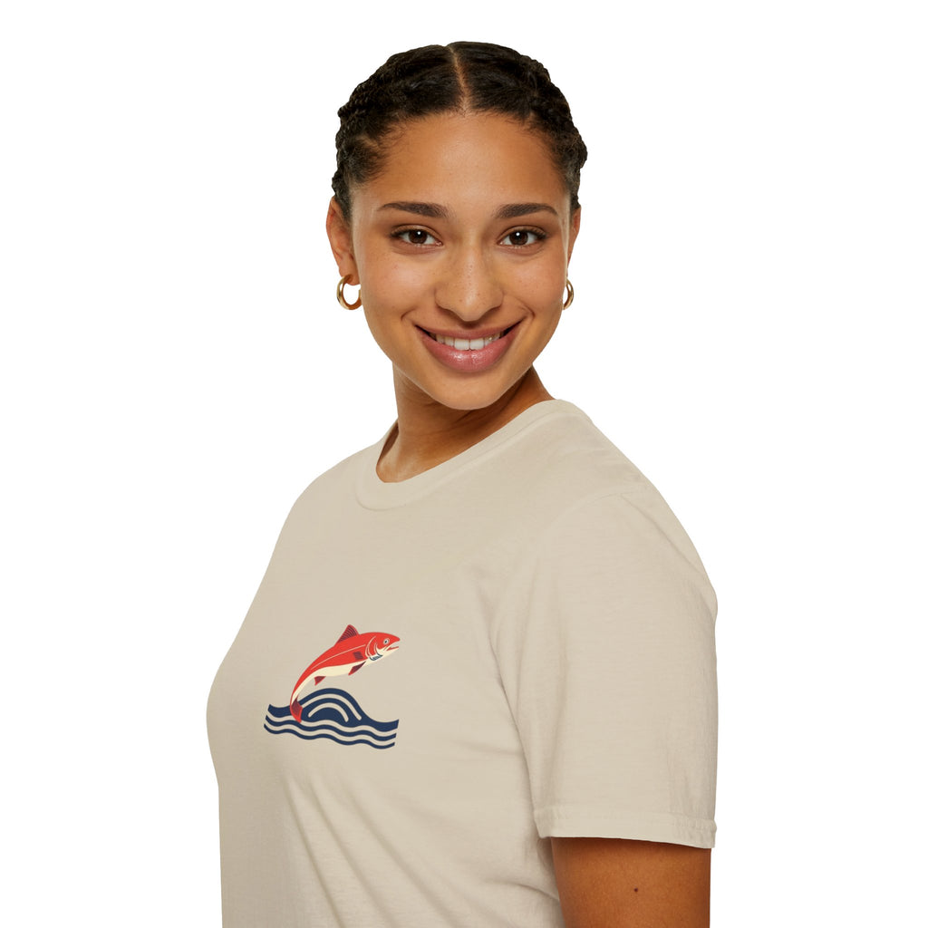 Jumping Salmon Native Pride Softstyle Unisex T-shirt