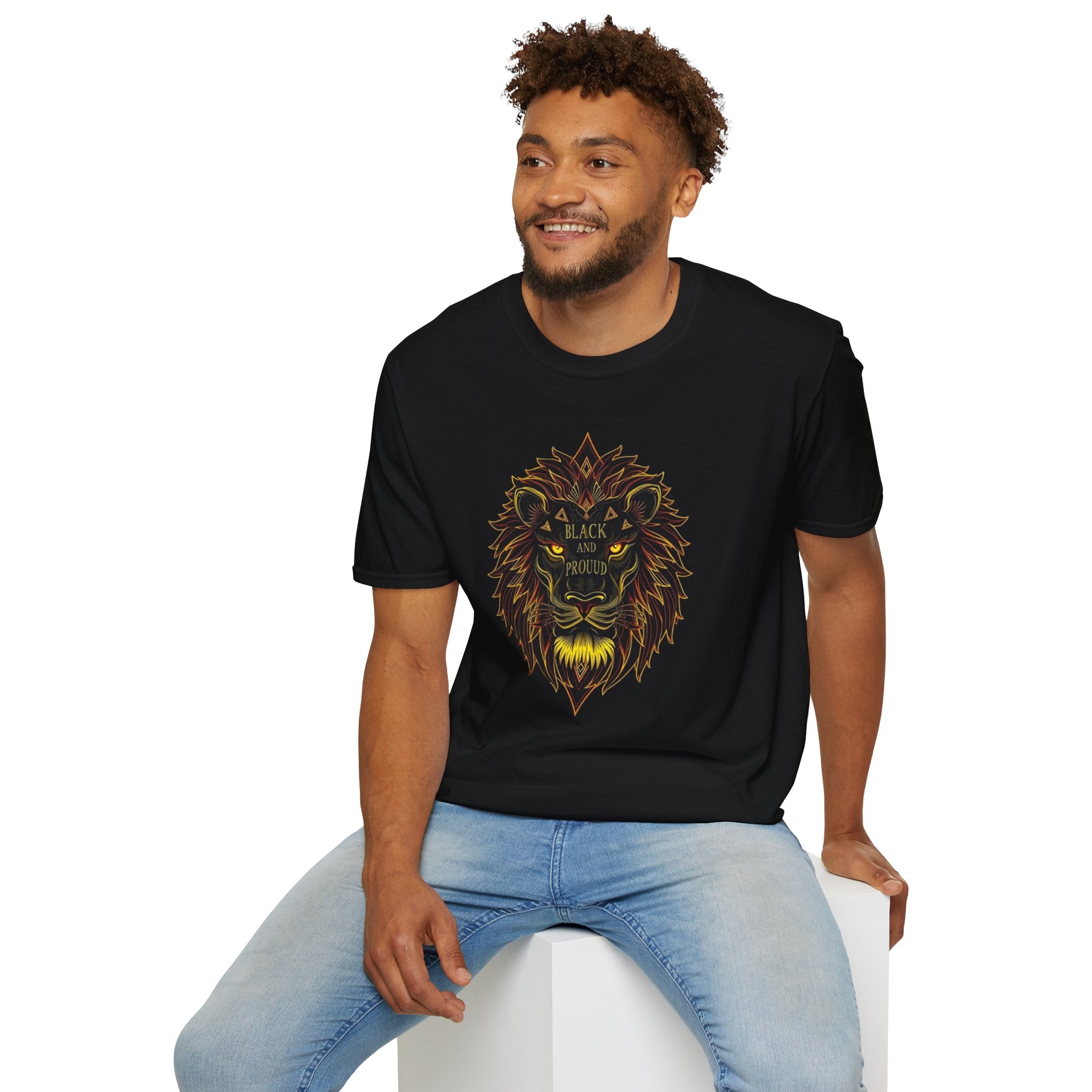 Black & Proud Lion Softstyle T-Shirt - Unisex Graphic Tee