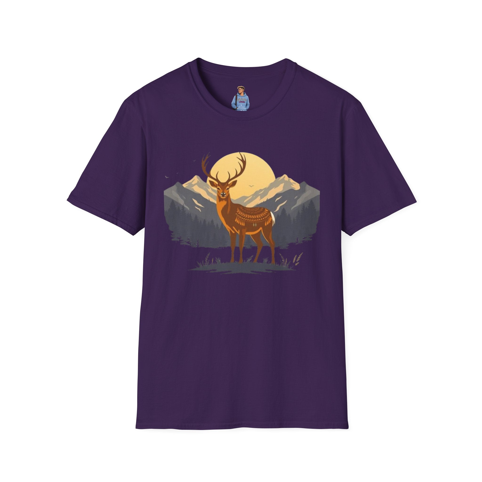 Mountain Sunset Deer Unisex Softstyle T-Shirt