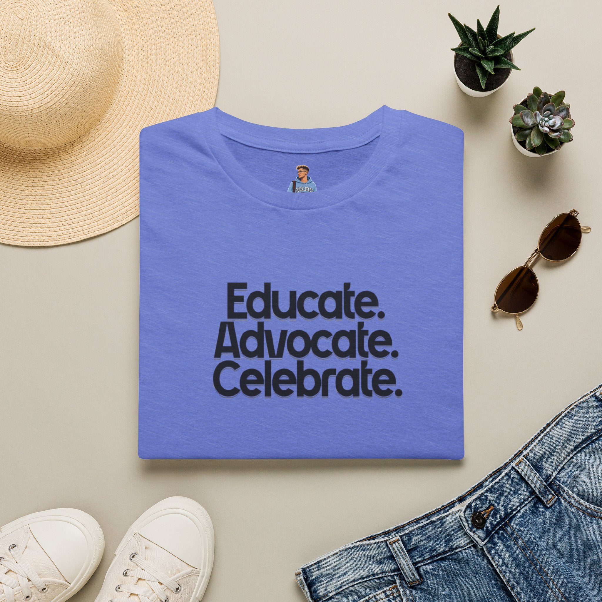Teacher Advocate T-Shirt - Subtle Pride Educate Advocate Celebrate Design