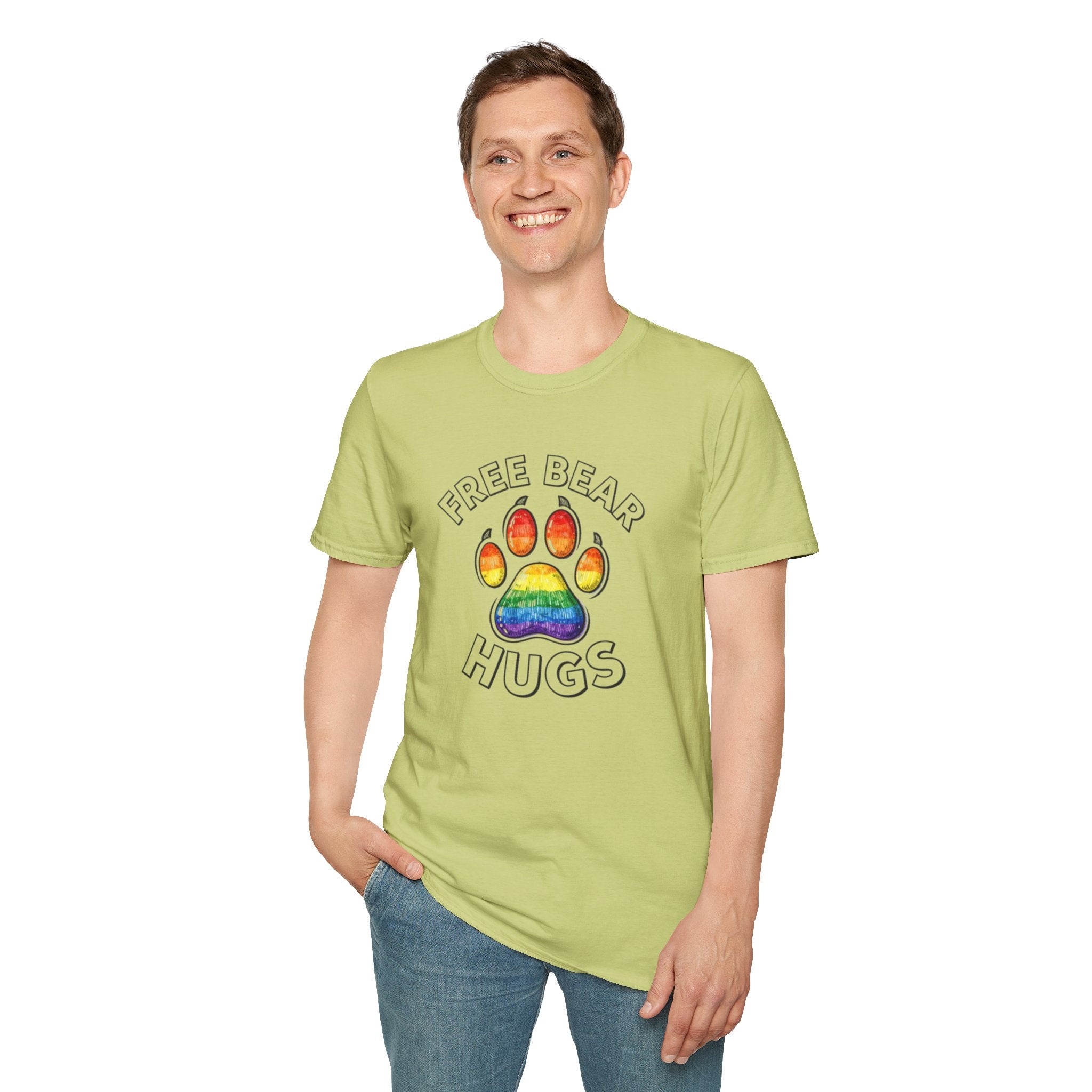 Free Bear Hugs Rainbow Paw T-Shirt