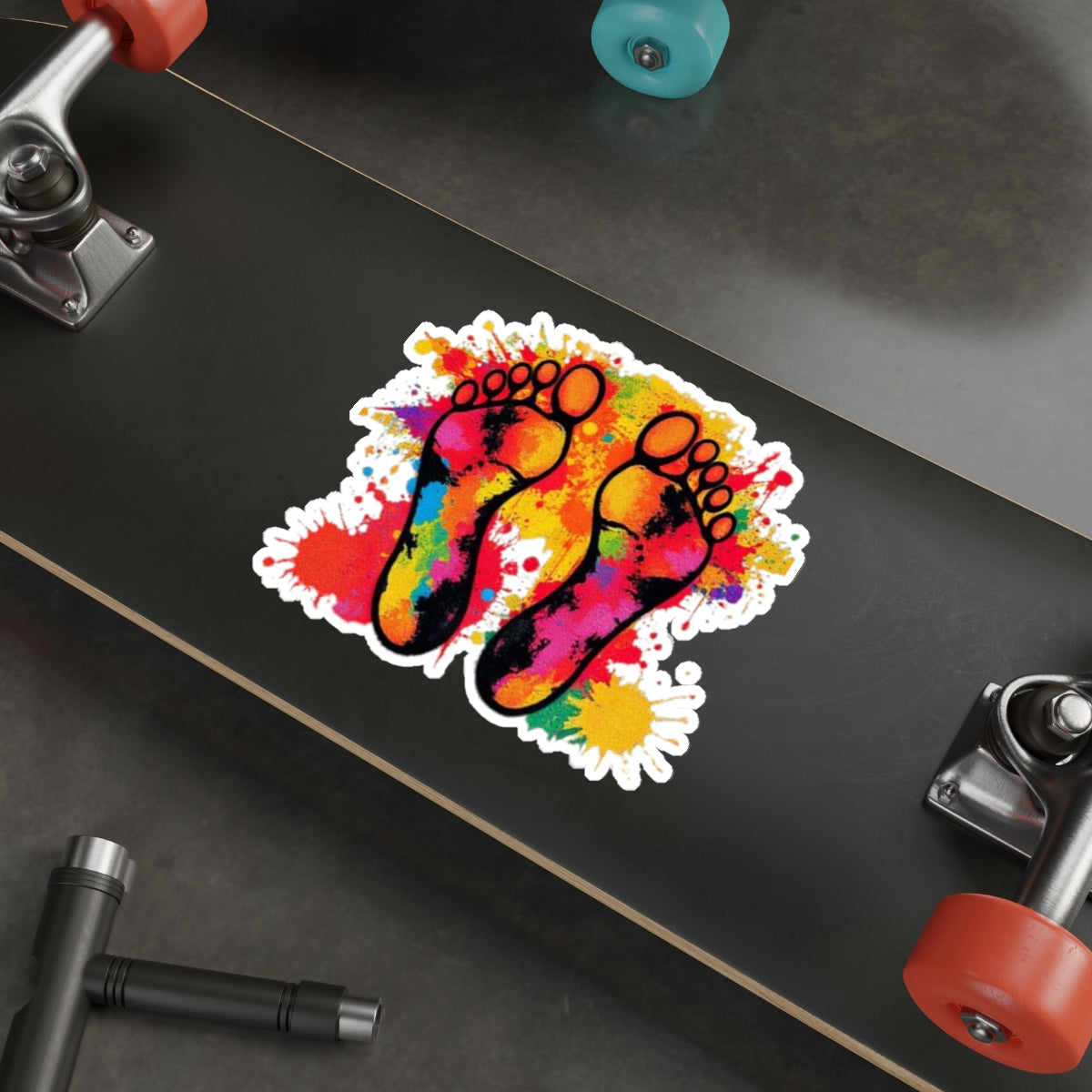 Die-Cut Stickers - Rainbow Feet Splattered Paint - EqualiTees.Me