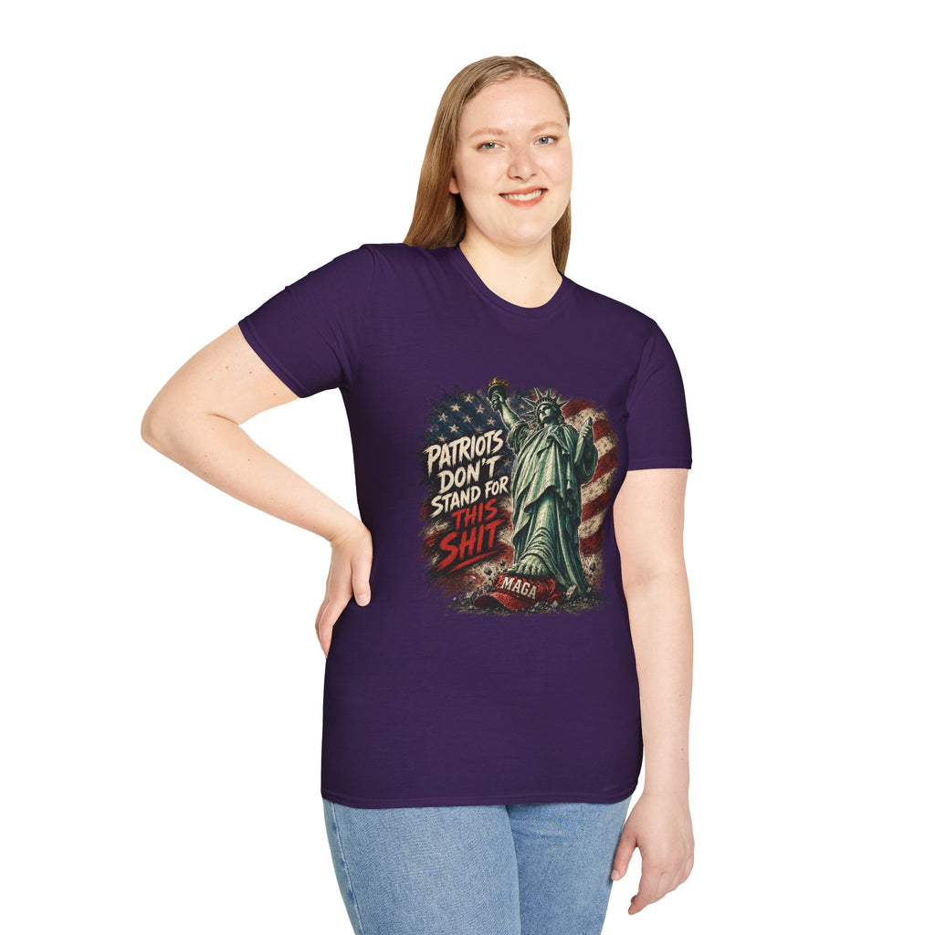 Patriots Don’t Stand For This T-Shirt — Statue of Liberty & Distressed Flag Graphic