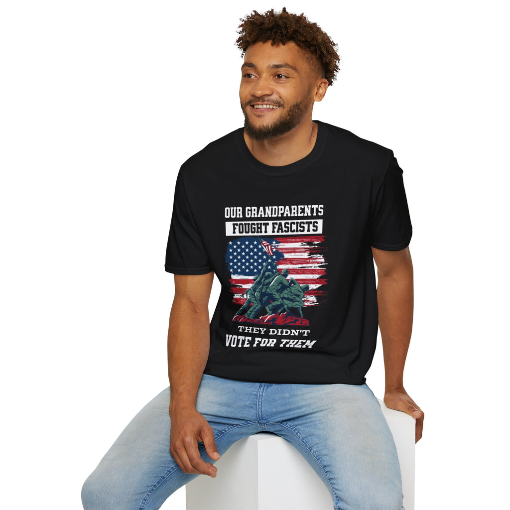 Unisex Softstyle T-Shirt: 'Our Grandparents Fought Fascists' Patriotic Tee