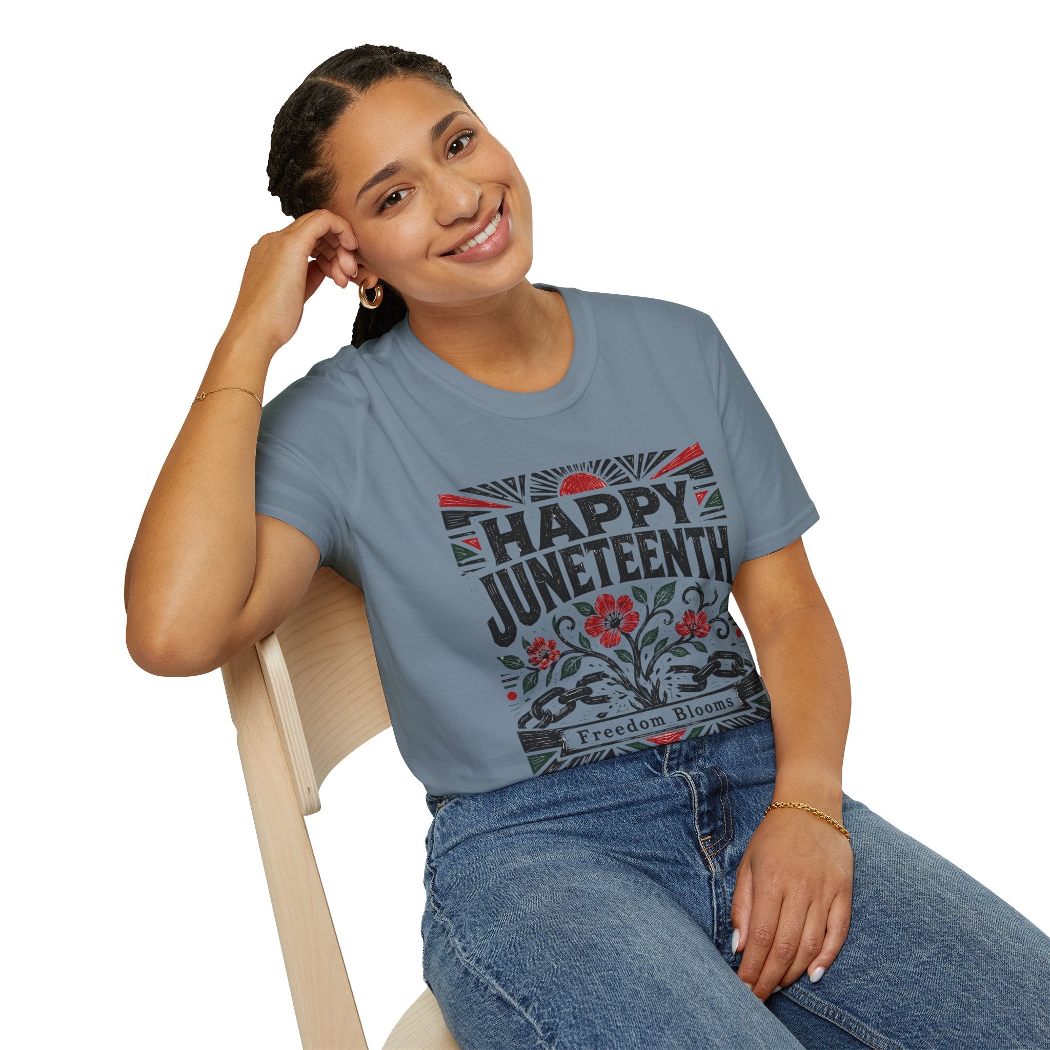 Juneteenth T-Shirt — "Happy Juneteenth" Floral Freedom Tee