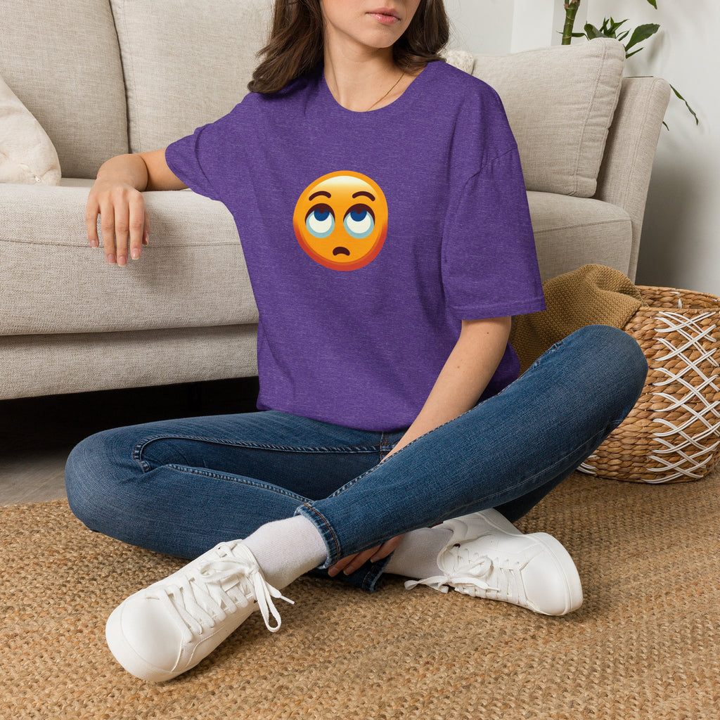 Camiseta unisex de estilo suave con emoji de ojos en blanco | Camiseta gráfica informal para el día a día