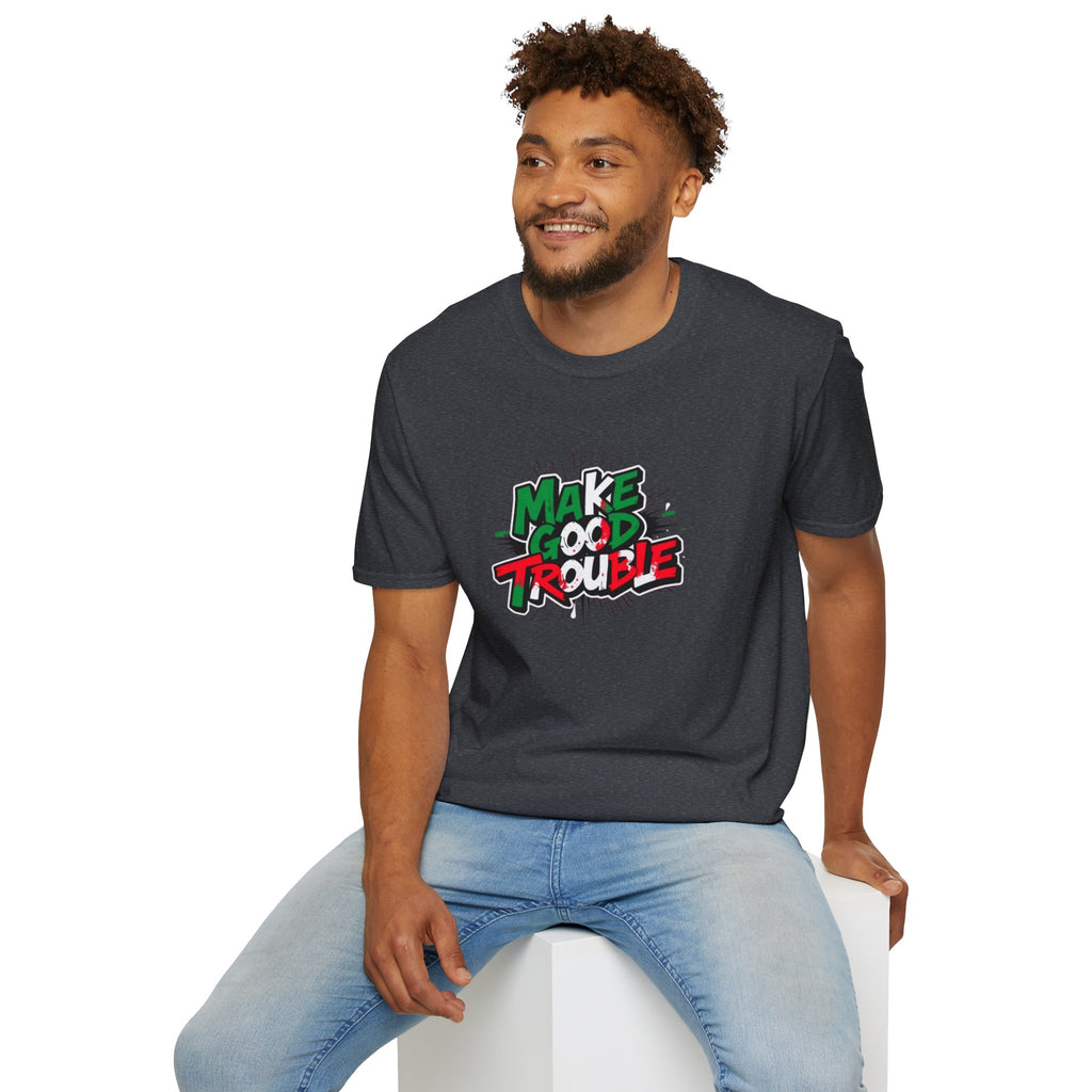 Camiseta unisex de estilo suave Make Good Trouble | Divertida camiseta gráfica para activistas y creadores de tendencias