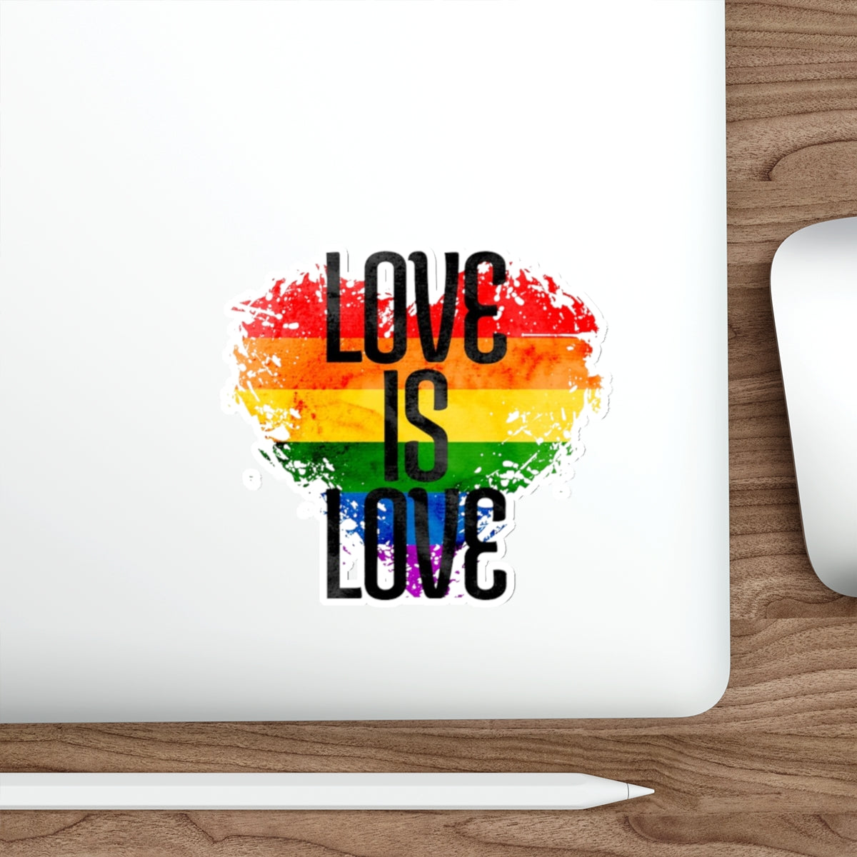 Die-Cut Stickers - Love is Love Rainbow Heart - EqualiTees.Me