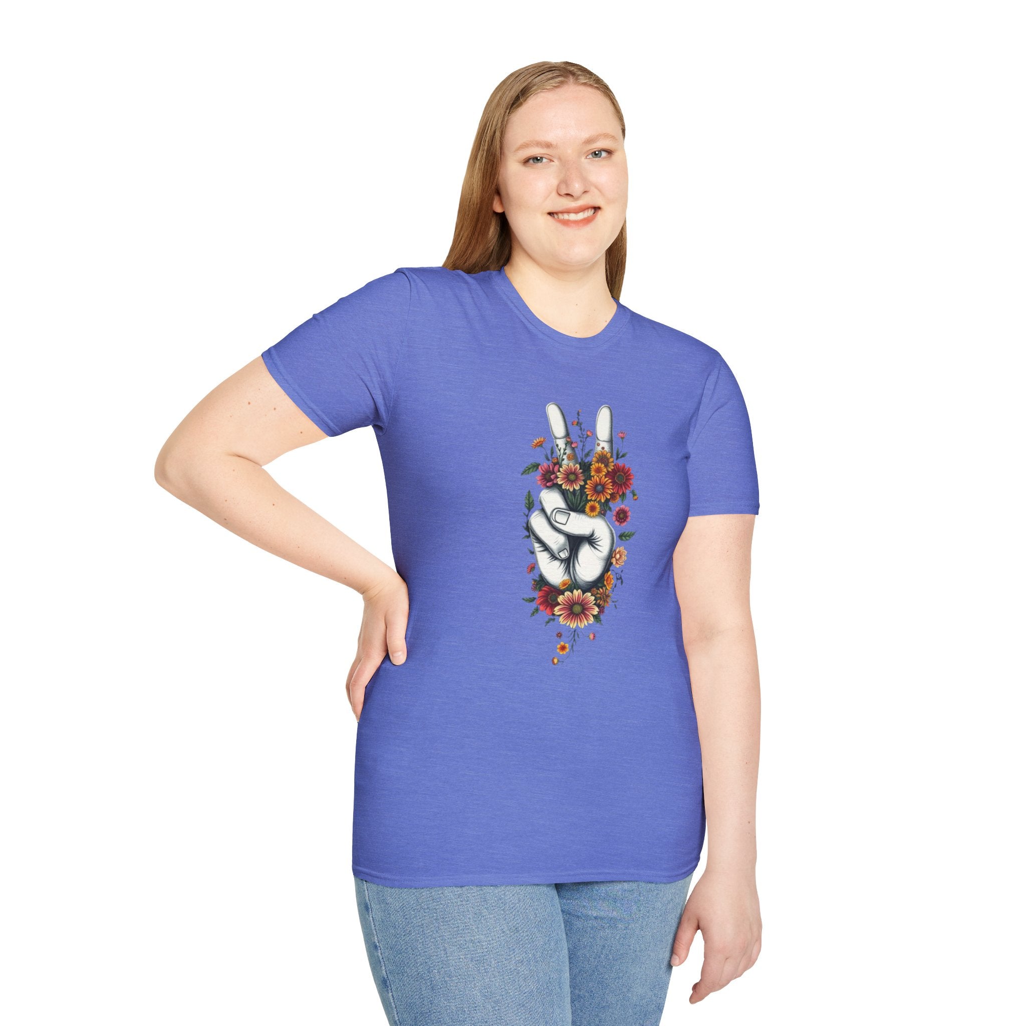 Camiseta unisex de estilo suave Grow Peace: inspiración boho, perfecta para festivales y uso diario