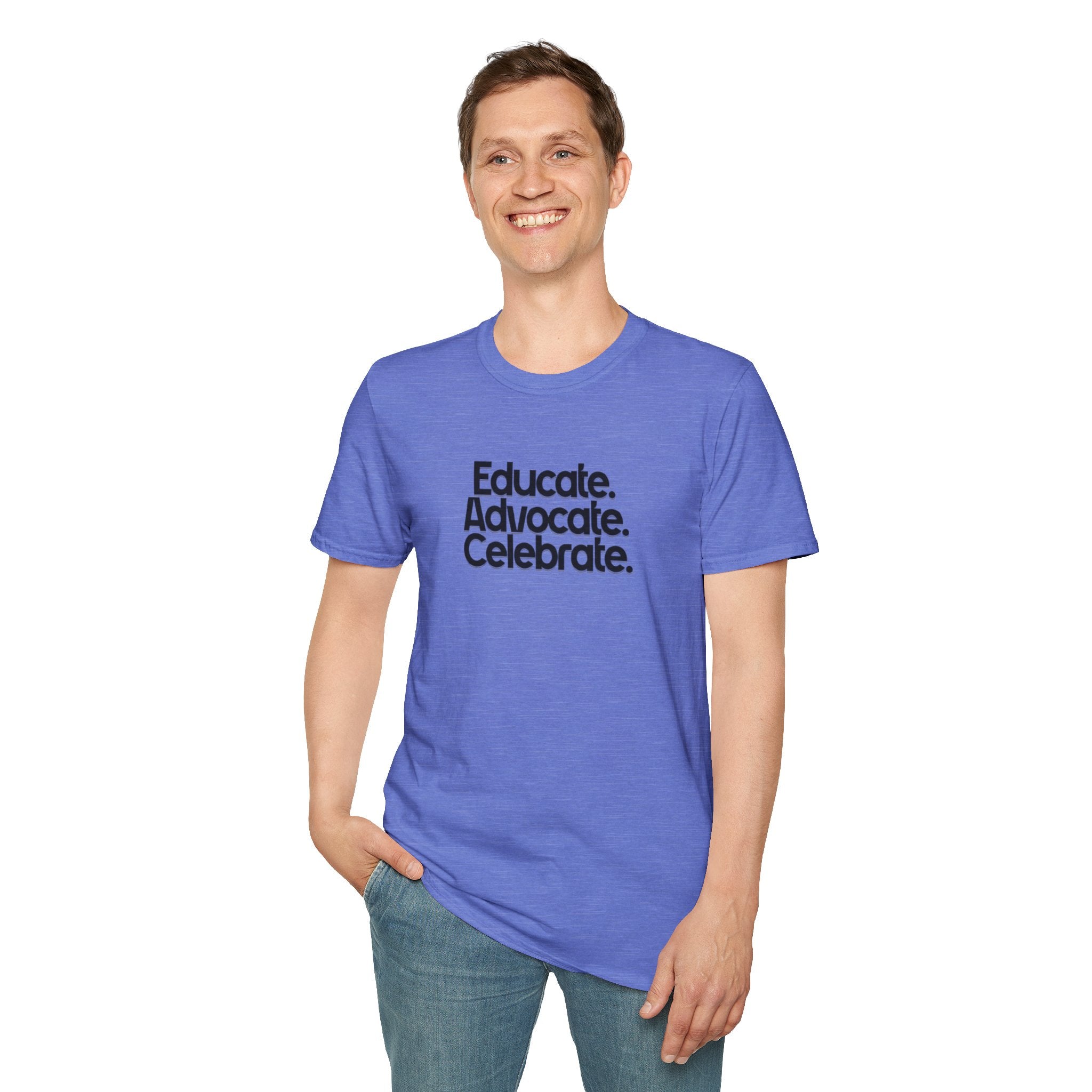 Teacher Advocate T-Shirt - Subtle Pride Educate Advocate Celebrate Design