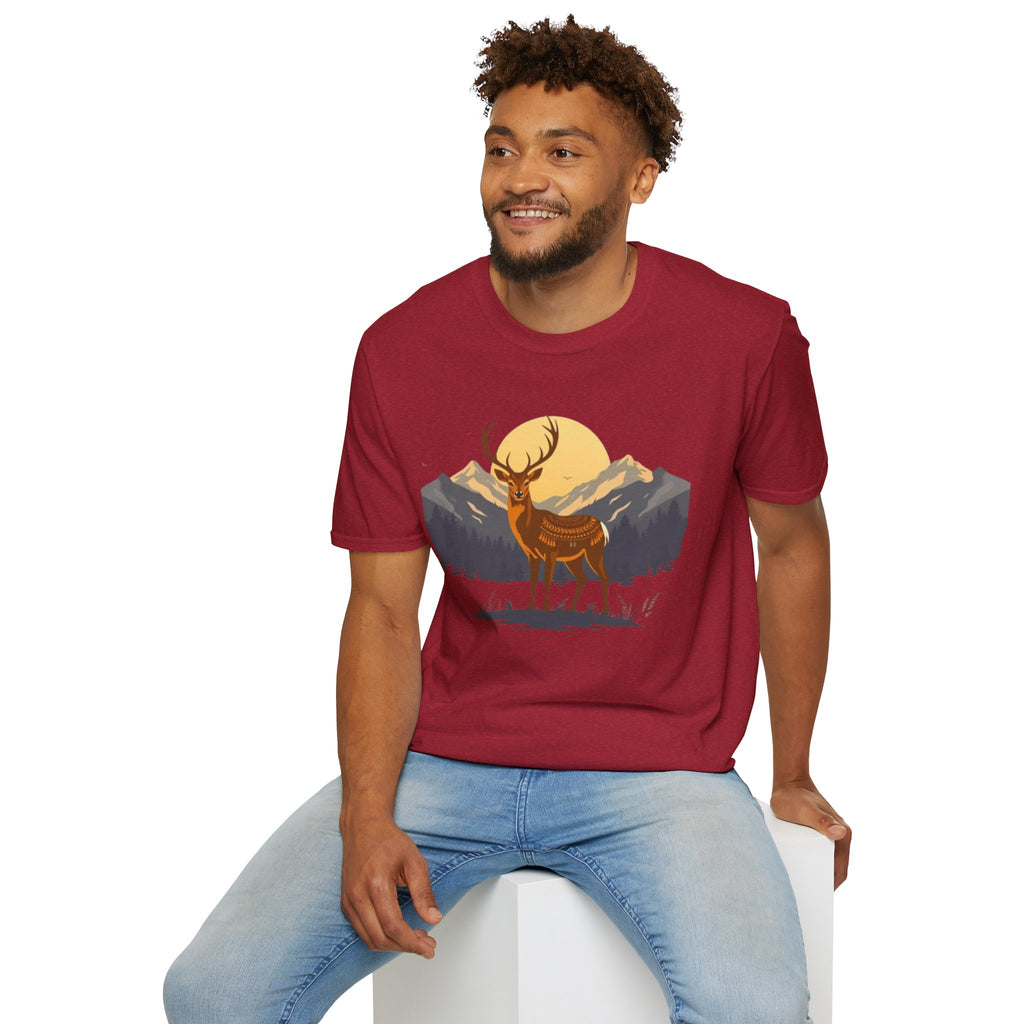 Mountain Sunset Deer Unisex Softstyle T-Shirt