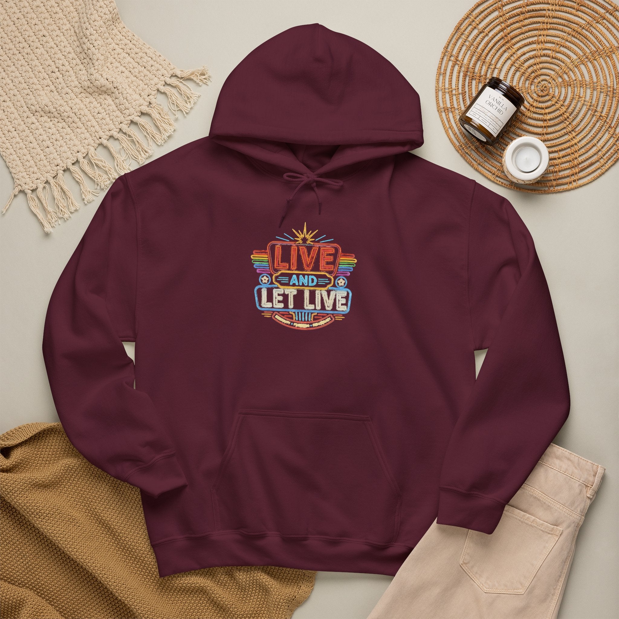 Live And Let Live Hoodie — Retro Peace Graphic Pullover