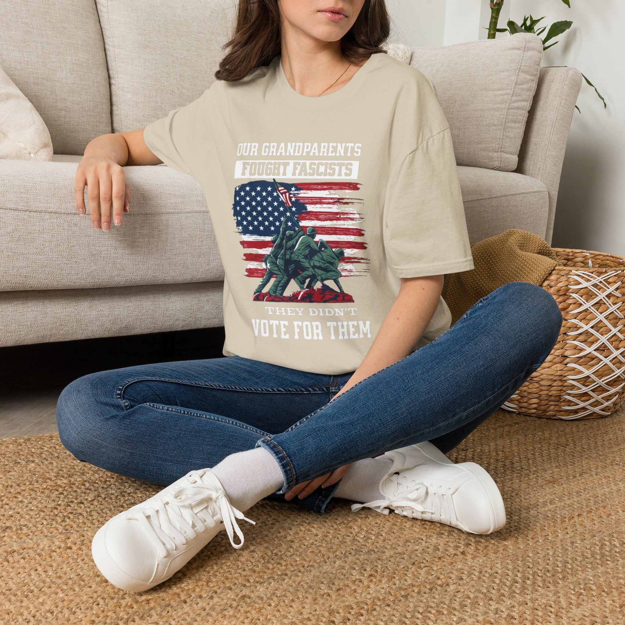 Unisex Softstyle T-Shirt: 'Our Grandparents Fought Fascists' Patriotic Tee