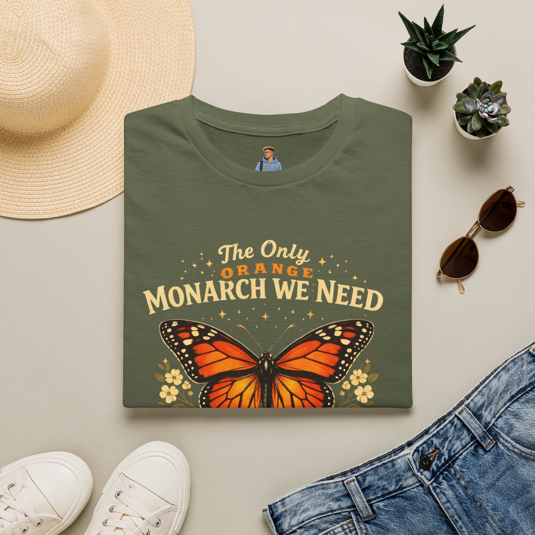 Monarch Butterfly T-Shirt — "The Only Orange Monarch We Need" No Kings Tee