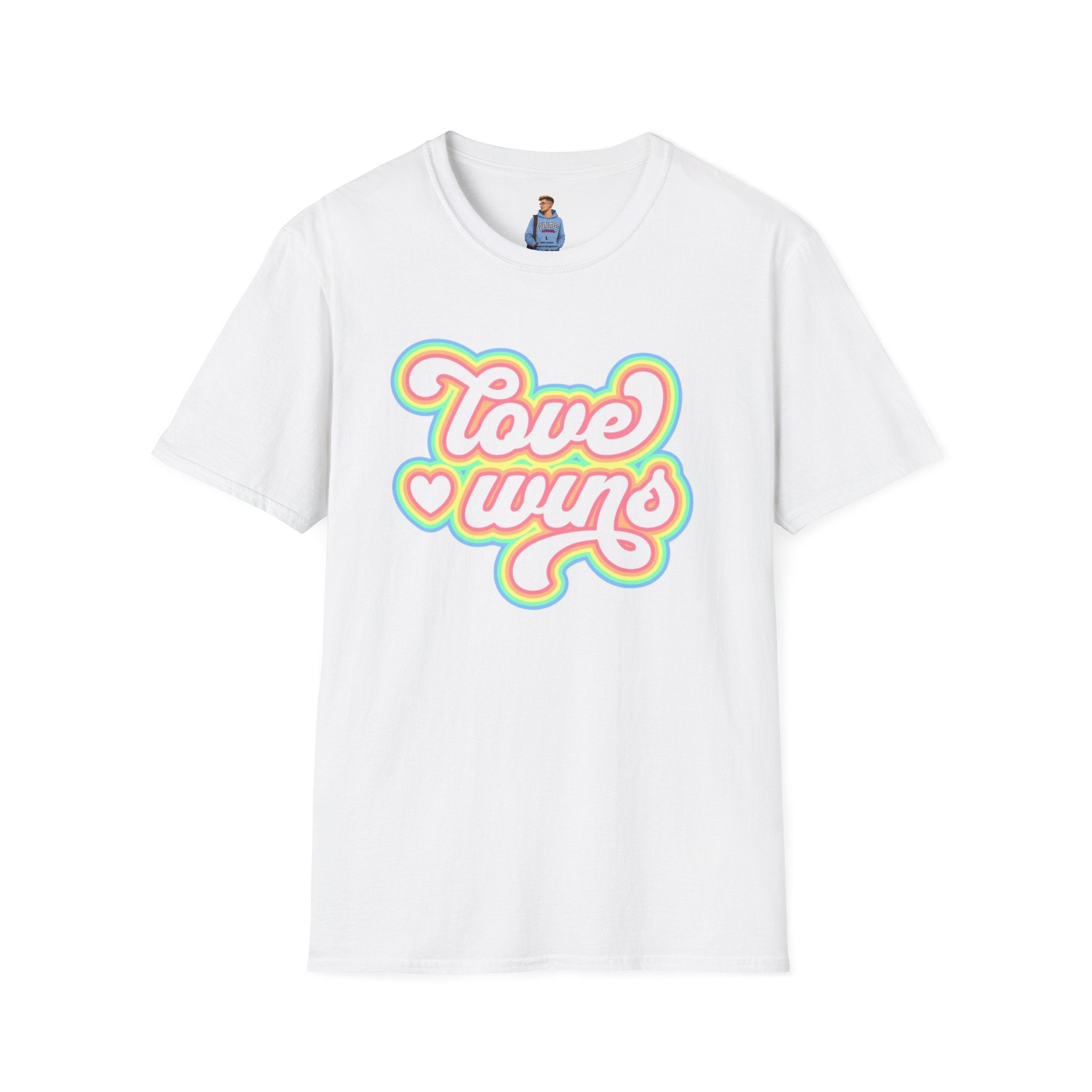 Camiseta unisex de estilo suave Love Wins: vibraciones positivas para el orgullo y el uso diario