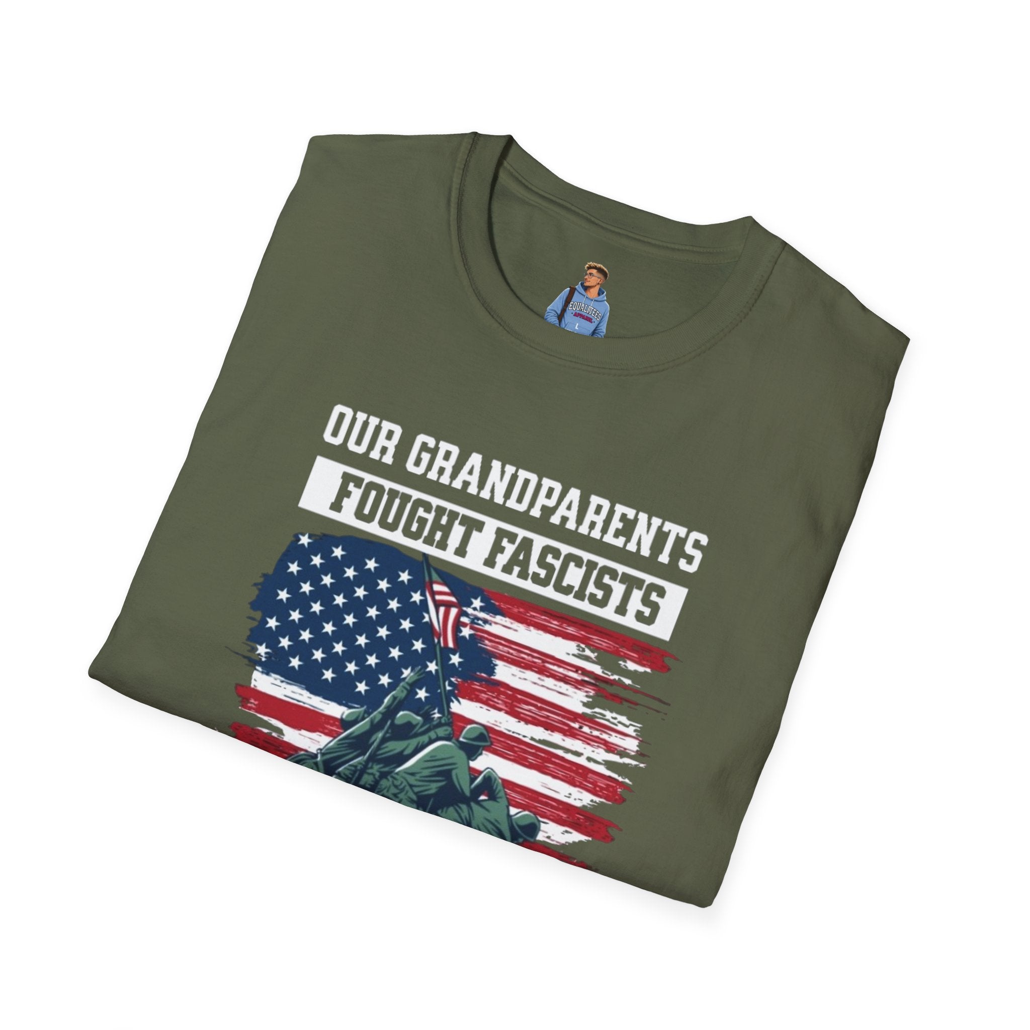 Unisex Softstyle T-Shirt: 'Our Grandparents Fought Fascists' Patriotic Tee